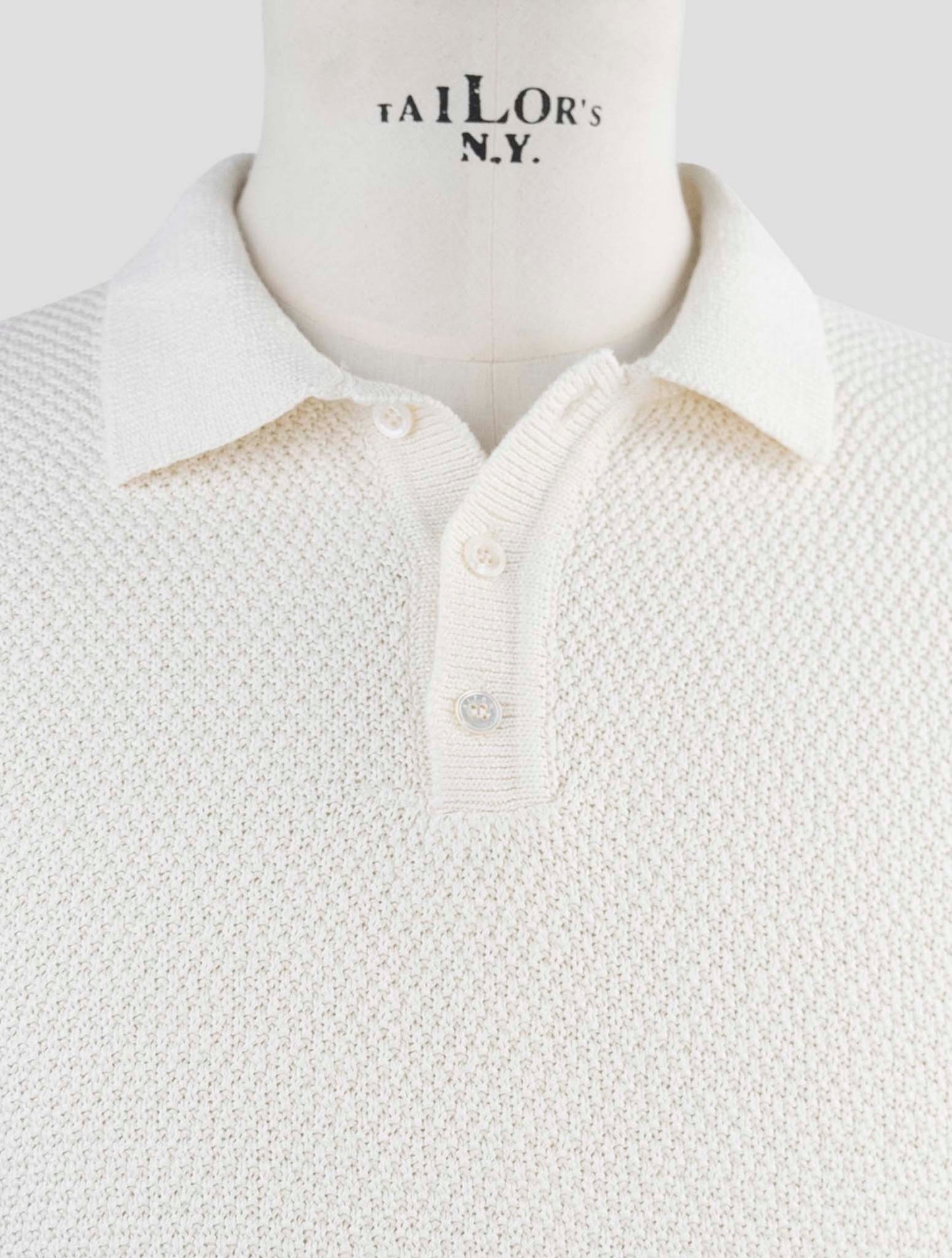 Kiton White Cotton Silk Sweater Polo