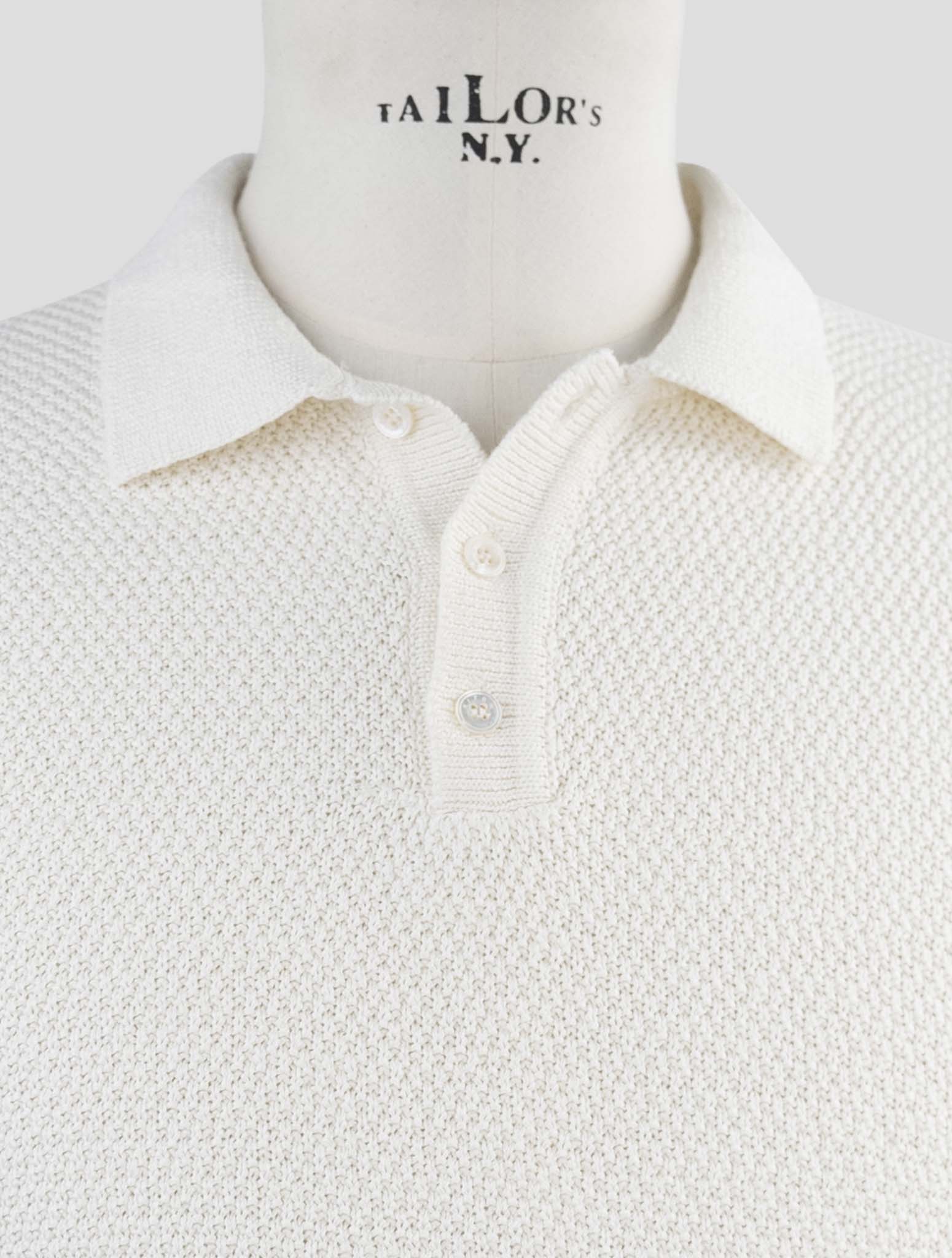 Kiton White Cotton Silk Sweater Polo