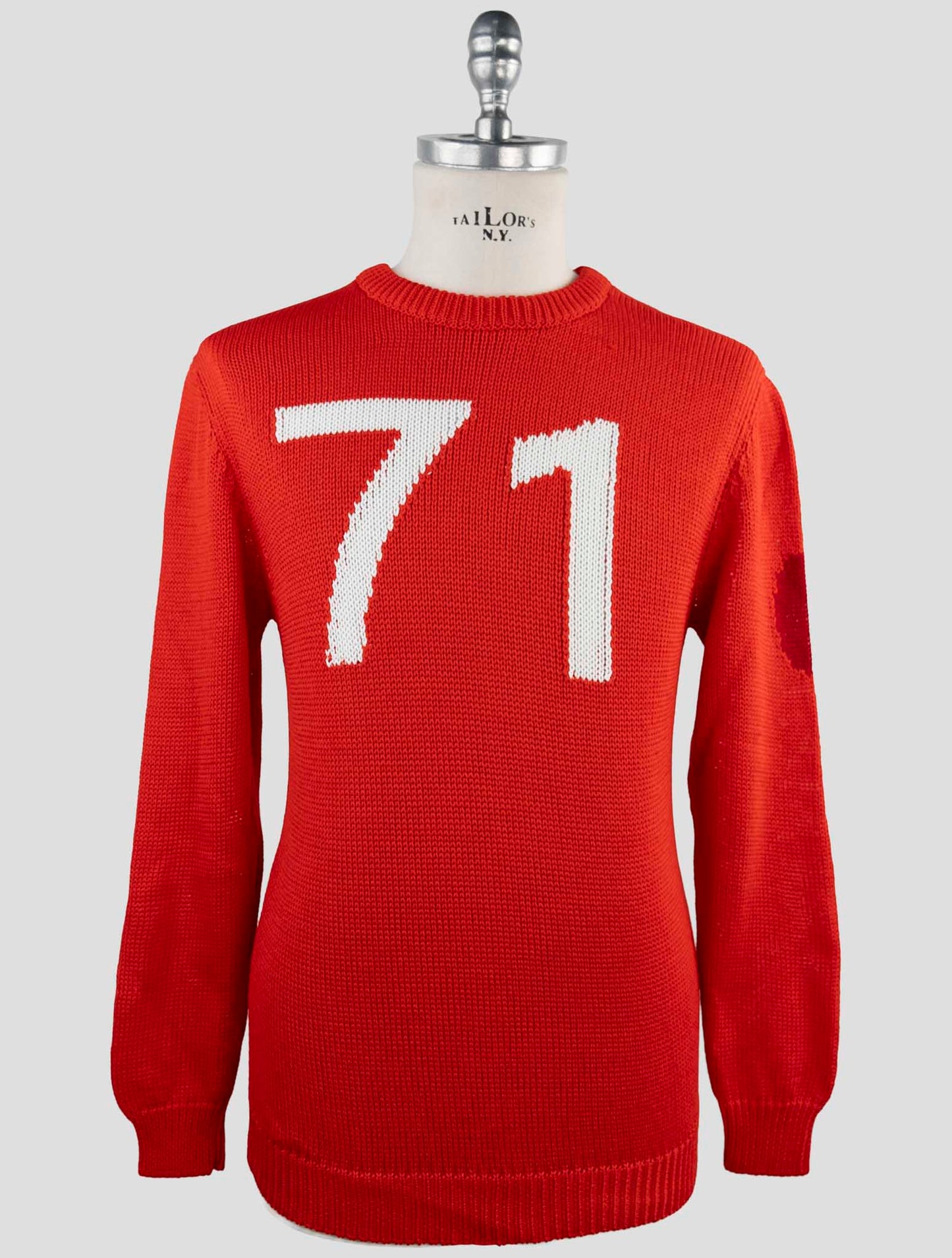 Kiton Red Cotton Sweater Crewneck