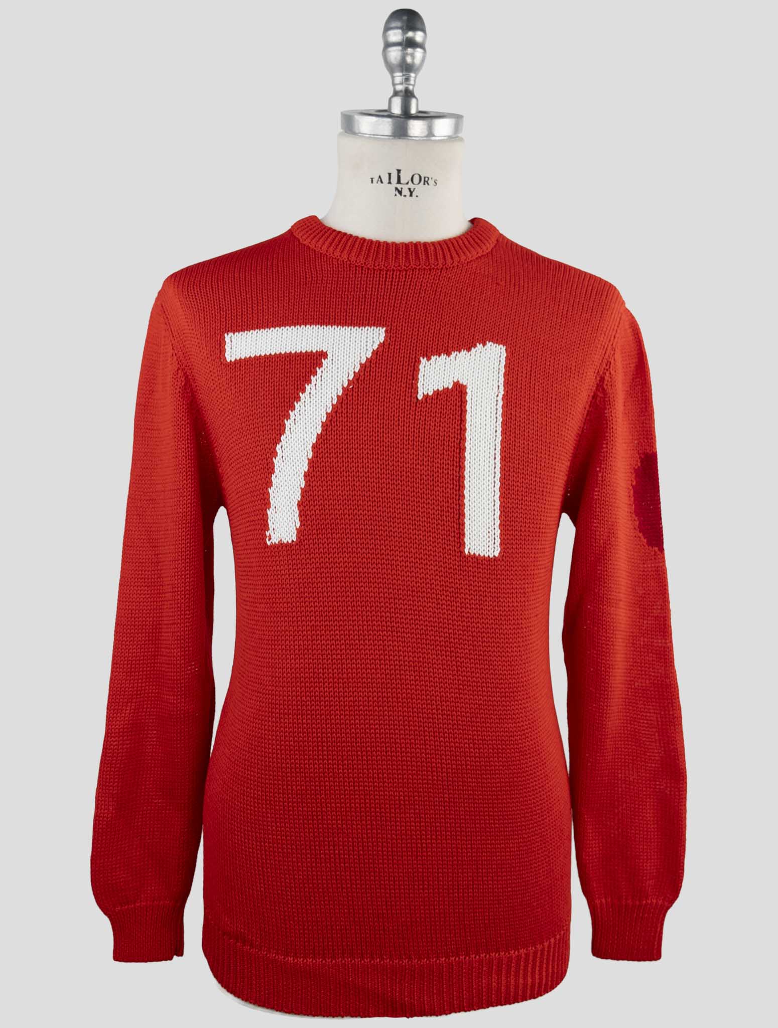 Kiton Red Cotton Sweater Crewneck