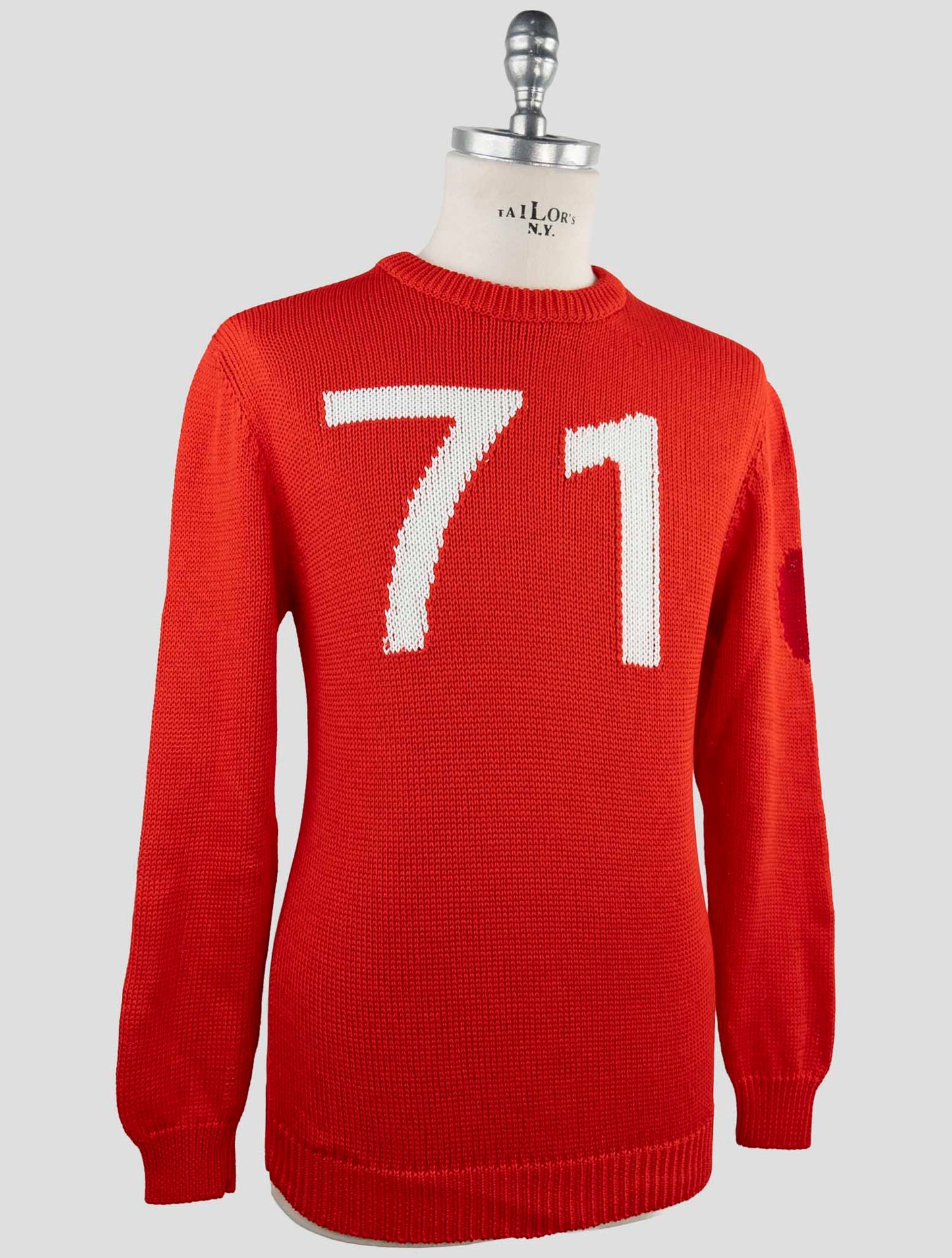 Kiton Red Cotton Sweater Crewneck