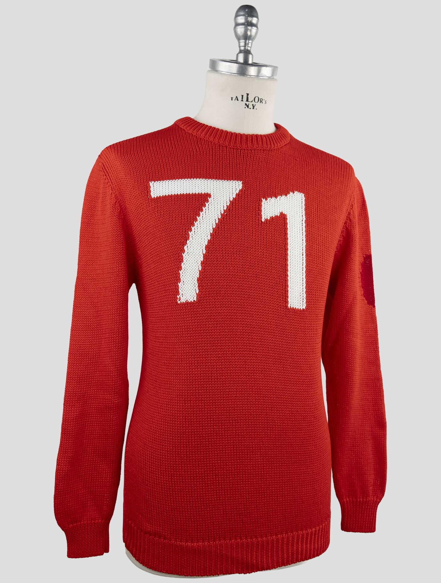 Kiton Red Cotton Sweater Crewneck