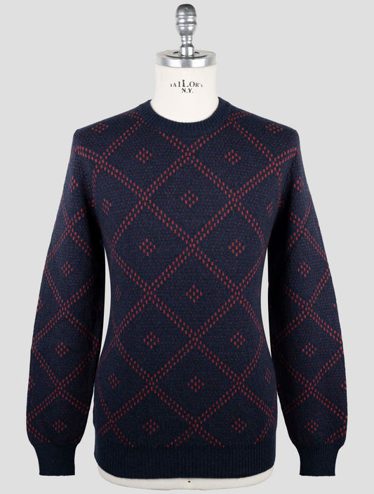 Kiton Red Blue Cashmere Sweater Crewneck