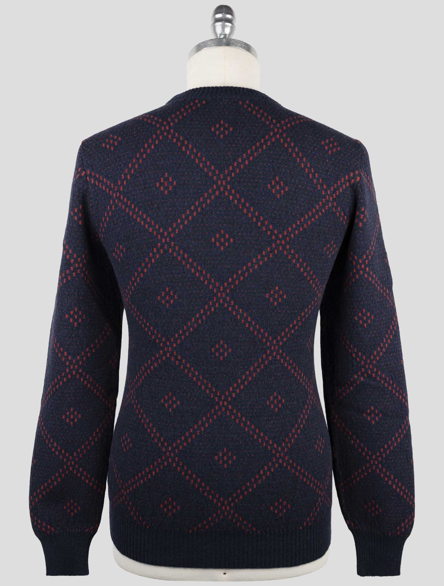Kiton Red Blue Cashmere Sweater Crewneck
