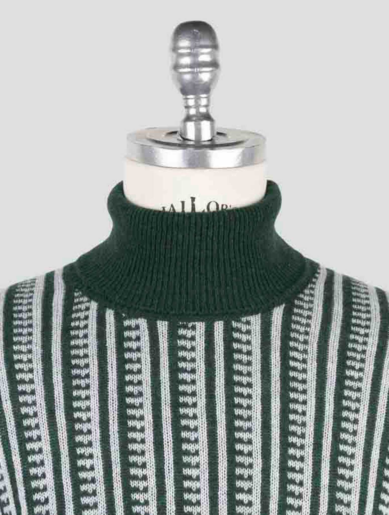 Kiton Green Gray Cashmere Sweater Turtleneck