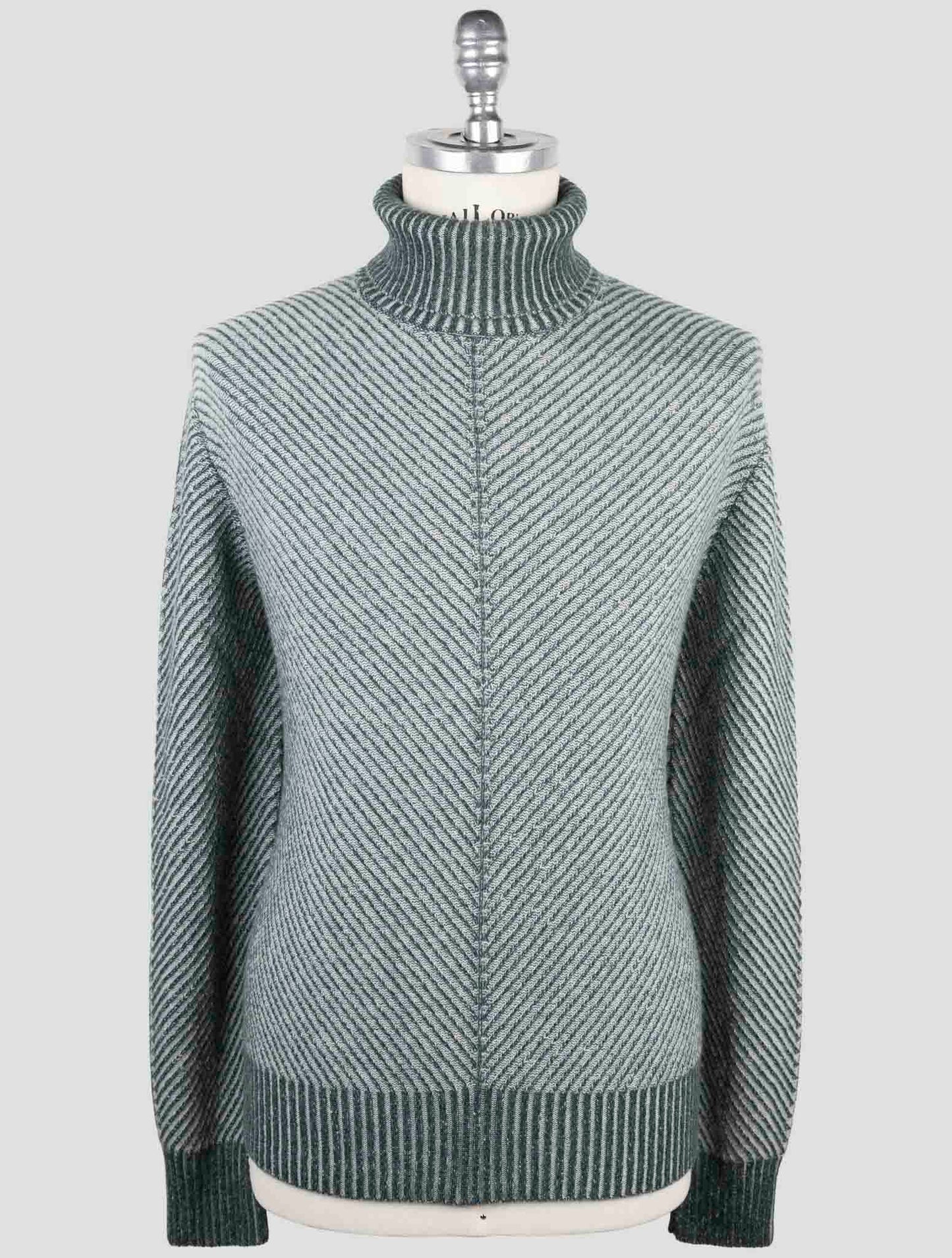 Kiton Green Gray Cashmere Sweater Turtleneck