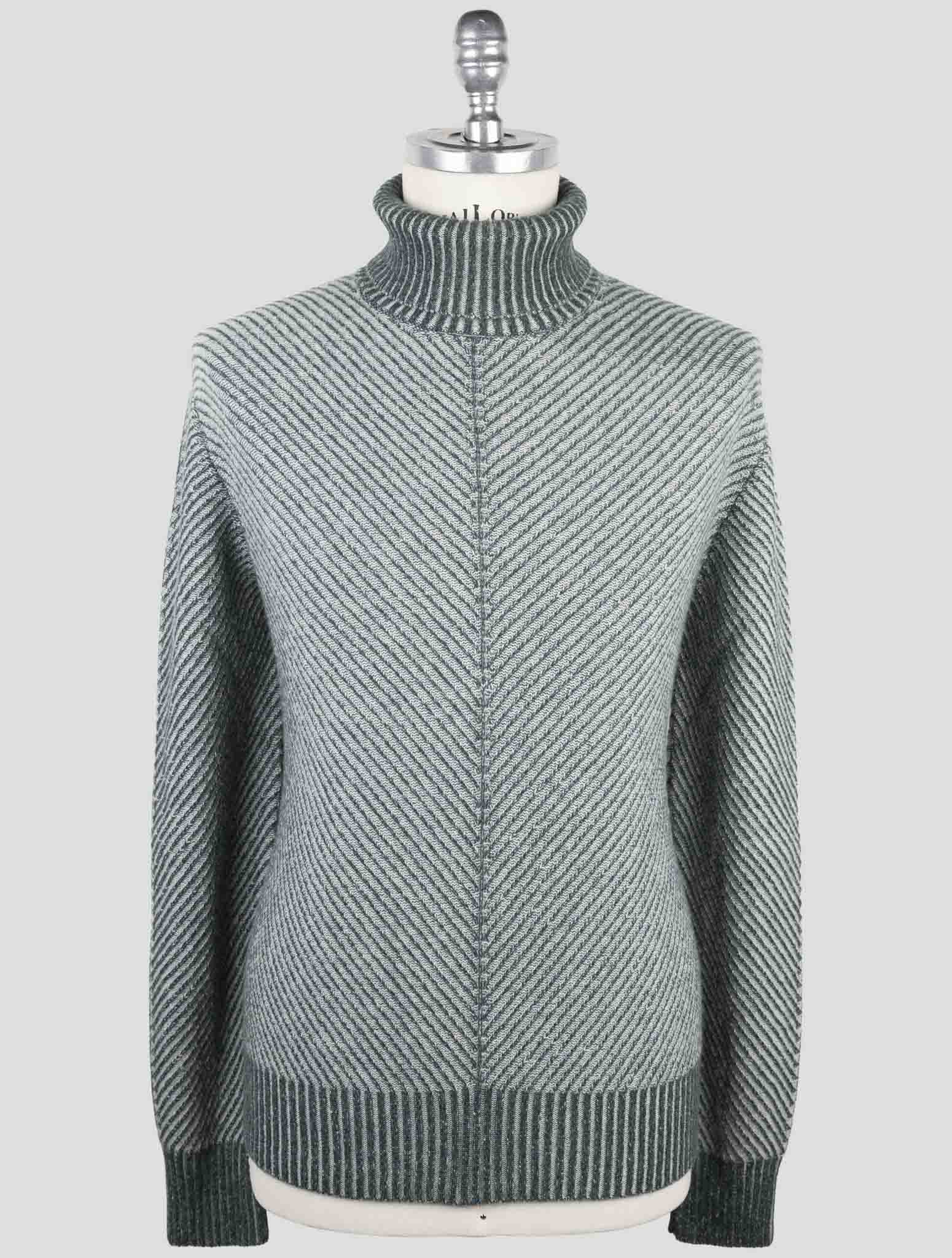 Kiton Green Gray Cashmere Sweater Turtleneck