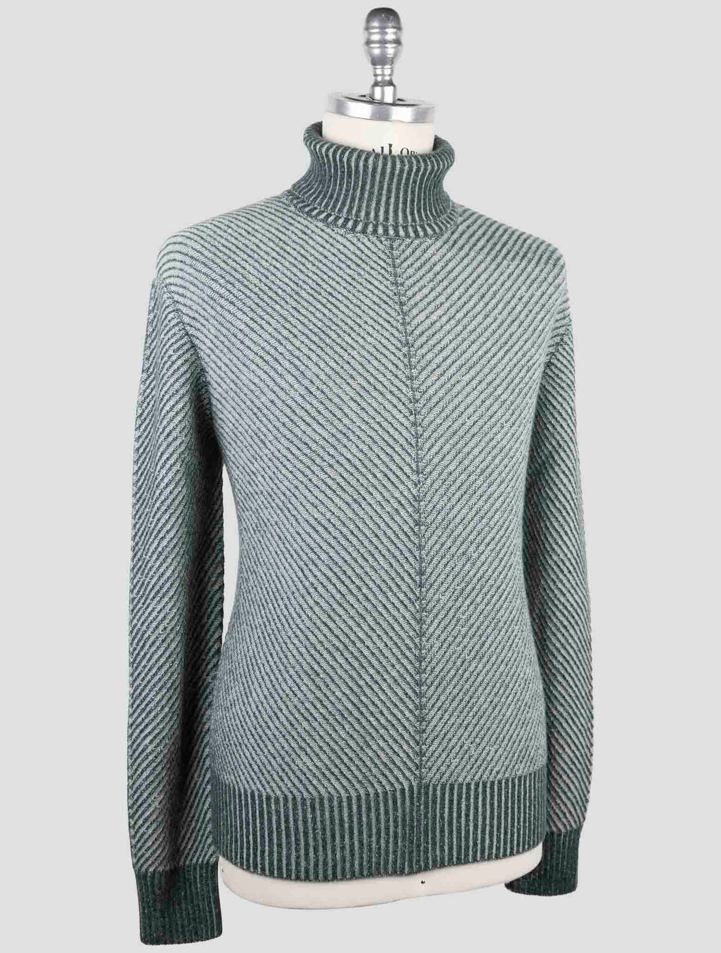 Kiton Green Gray Cashmere Sweater Turtleneck
