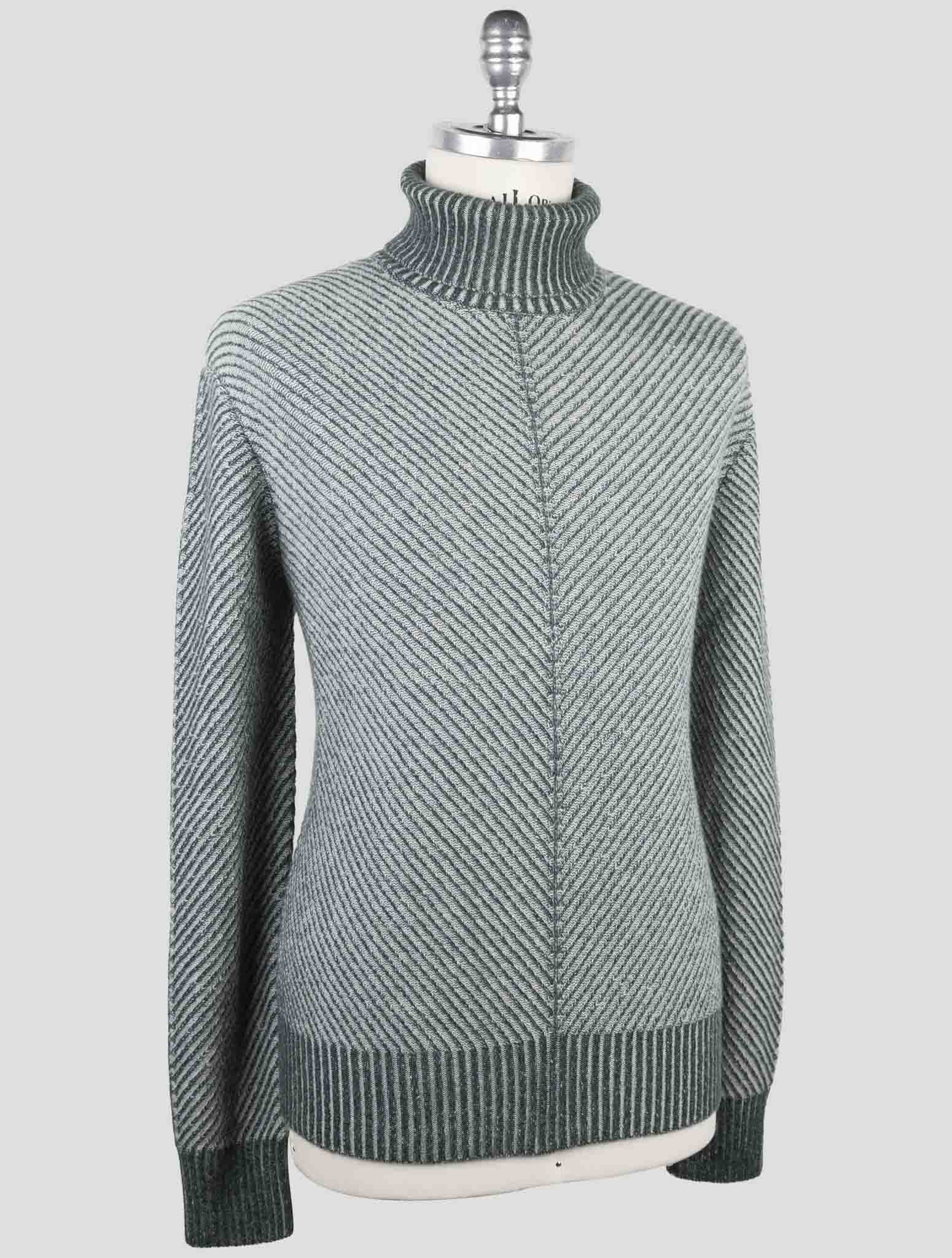 Kiton Green Gray Cashmere Sweater Turtleneck