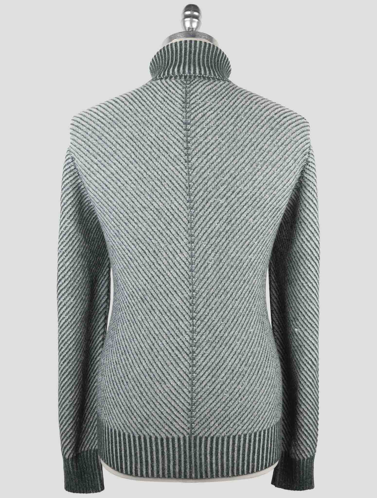 Kiton Green Gray Cashmere Sweater Turtleneck