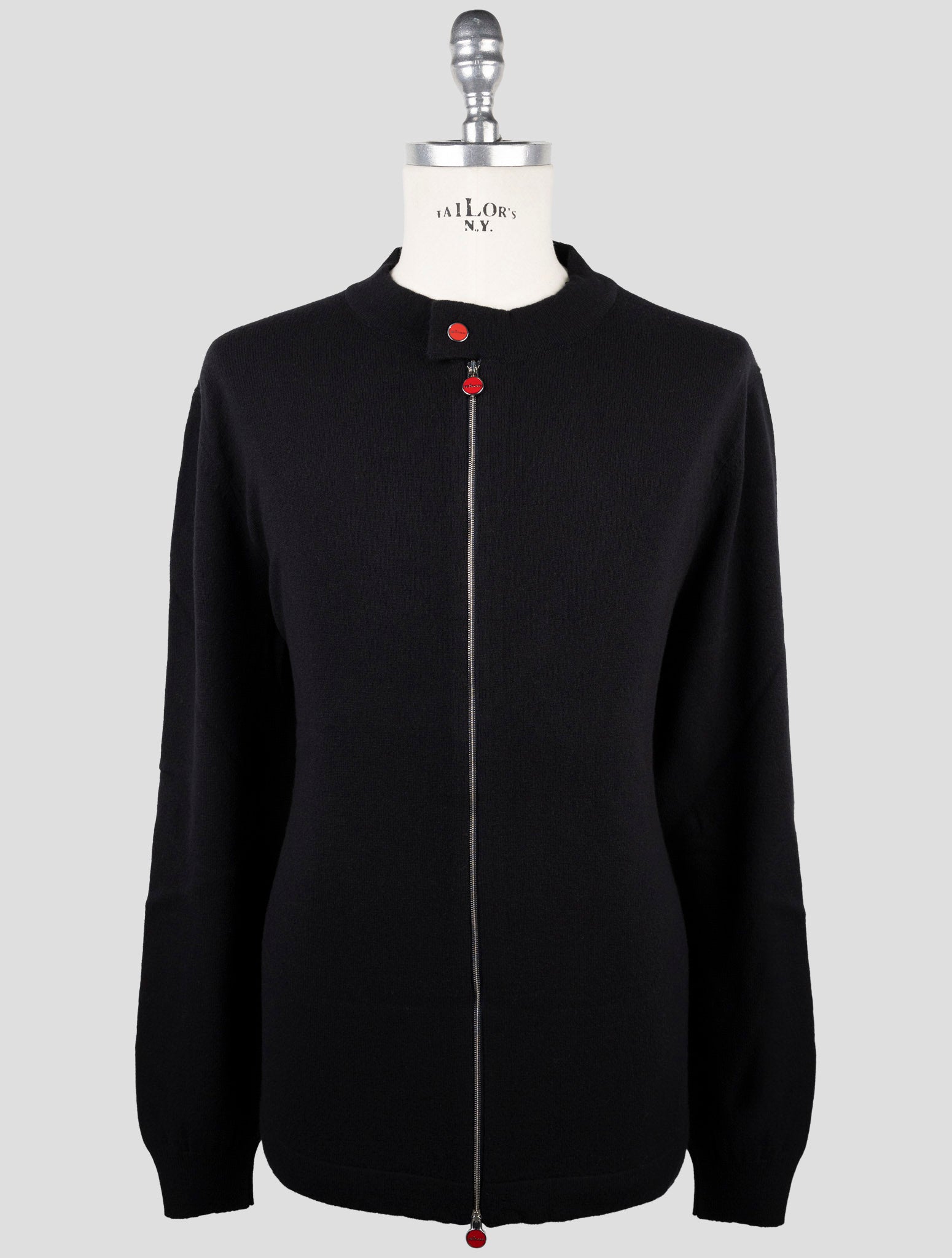 Kiton Black Wool Sweater Full Zip