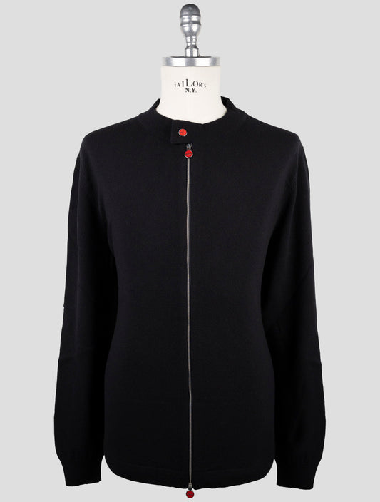 Kiton Black Wool Sweater Full Zip