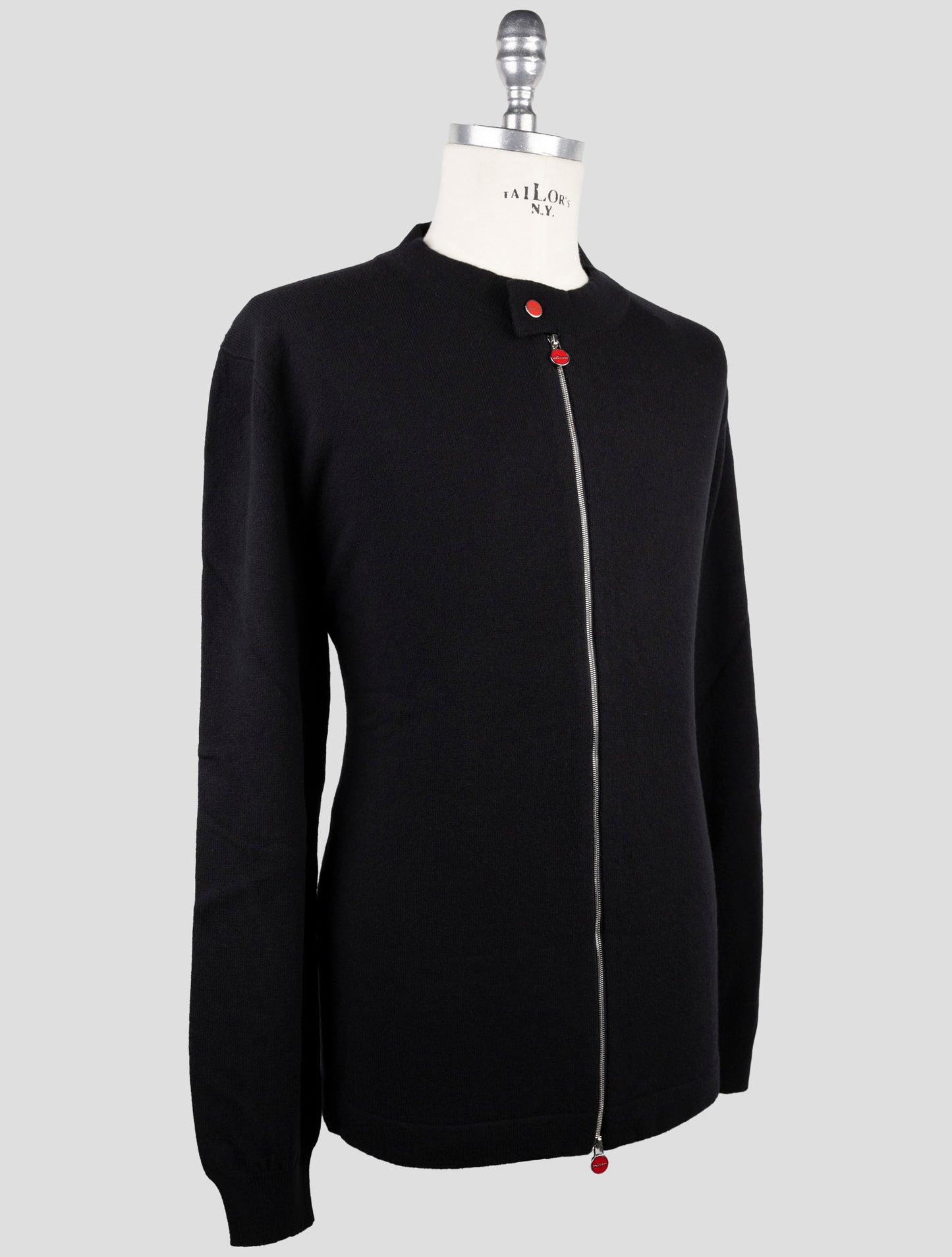 Kiton Black Wool Sweater Full Zip