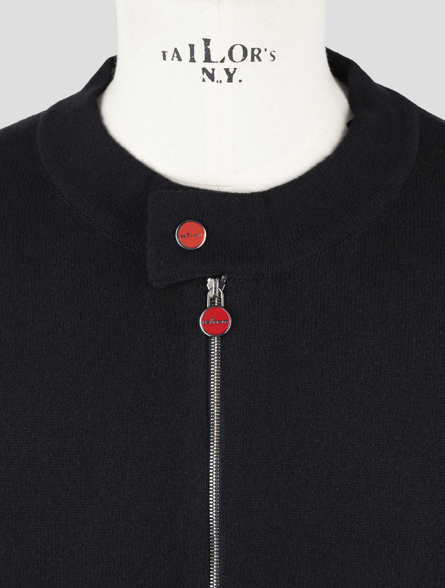 Kiton Black Wool Sweater Full Zip