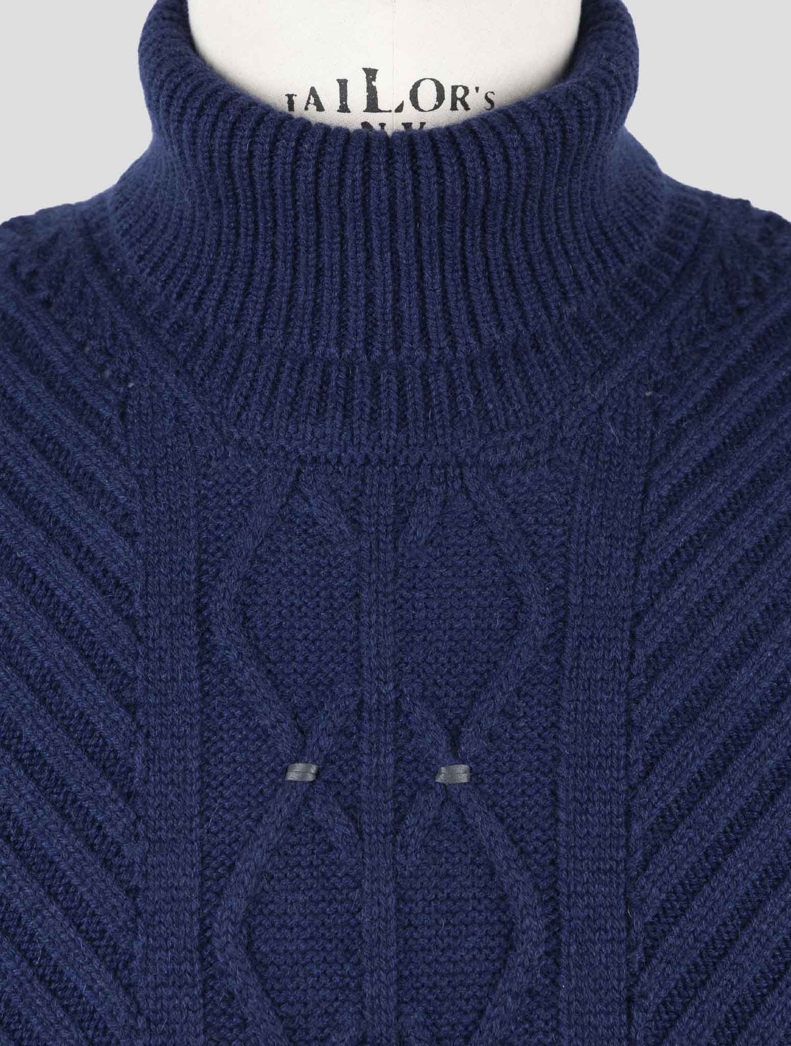 Kiton Blue Cashmere Sweater Turtleneck