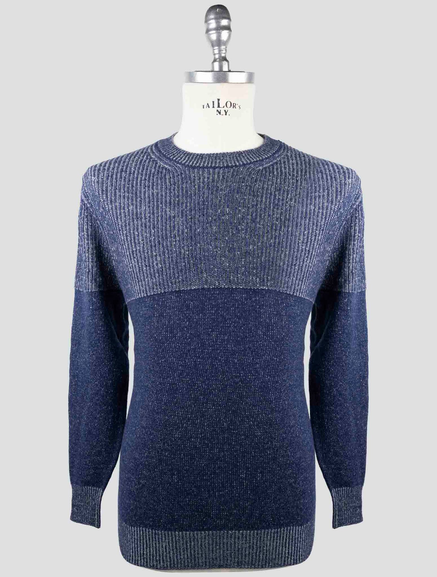 Kiton Gray Blue Cashmere Sweater Crewneck