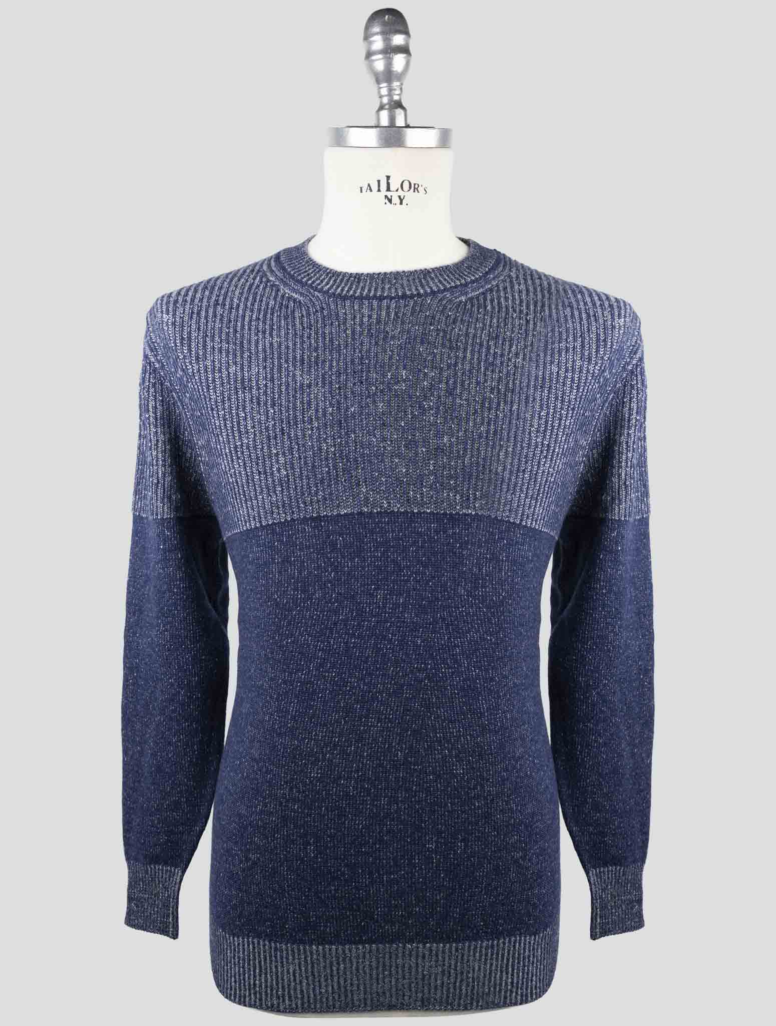 Kiton Gray Blue Cashmere Sweater Crewneck