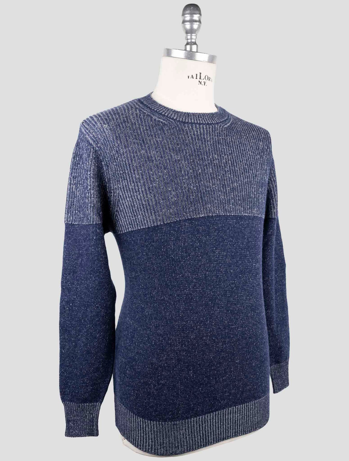 Kiton Gray Blue Cashmere Sweater Crewneck