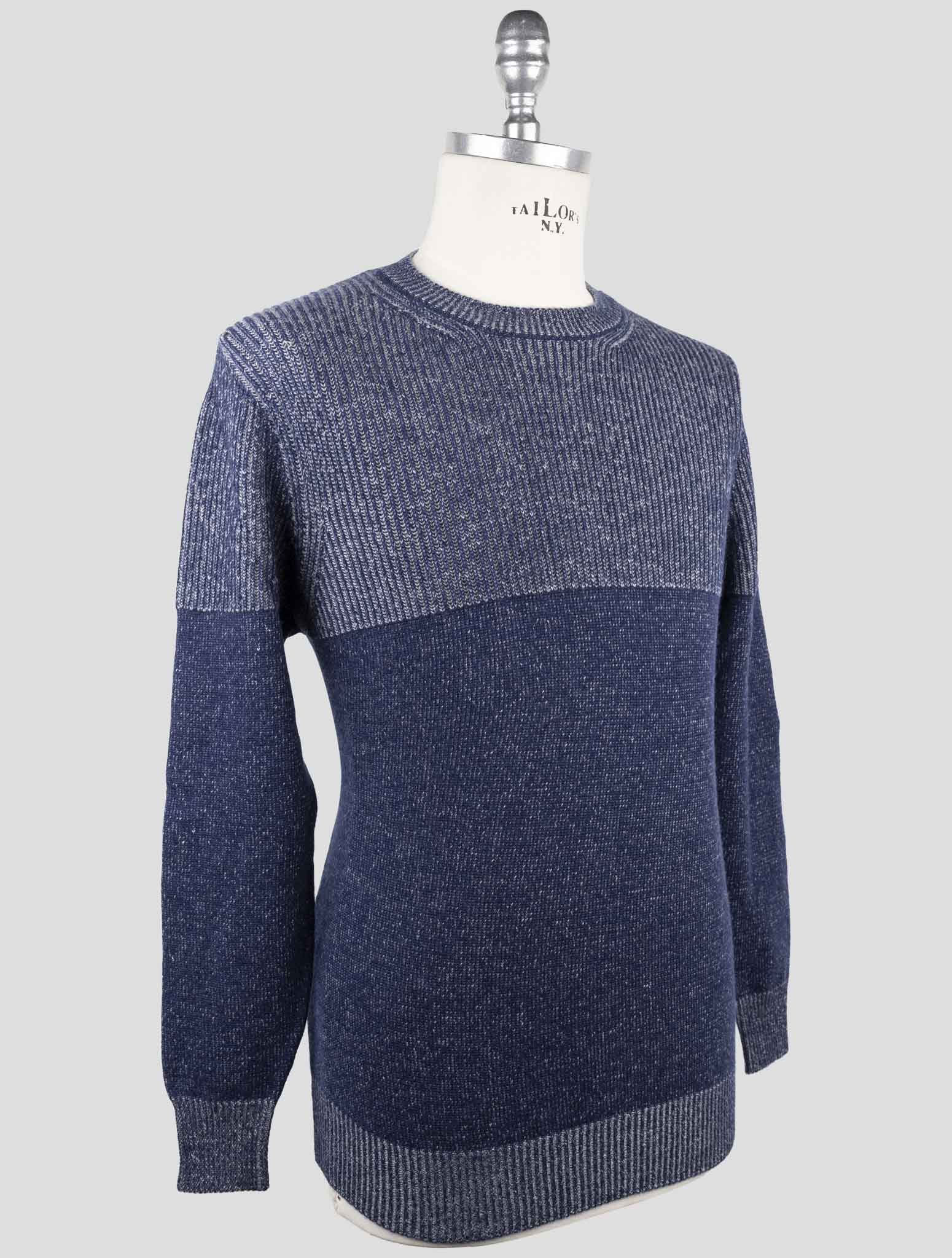 Kiton Gray Blue Cashmere Sweater Crewneck