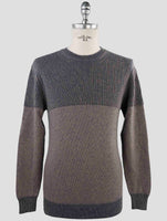 Kiton Beige Blue Cashmere Sweater Crewneck