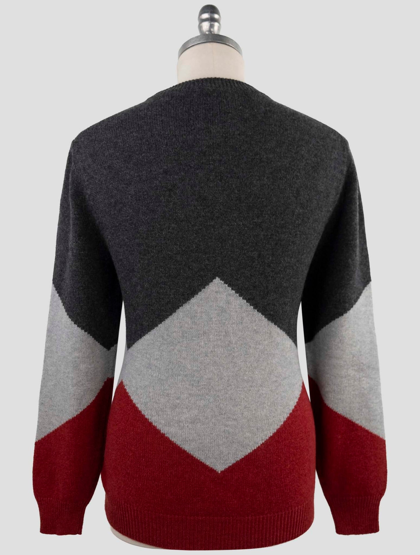 Kiton Dark Gray Red Cashmere Sweater Crewneck