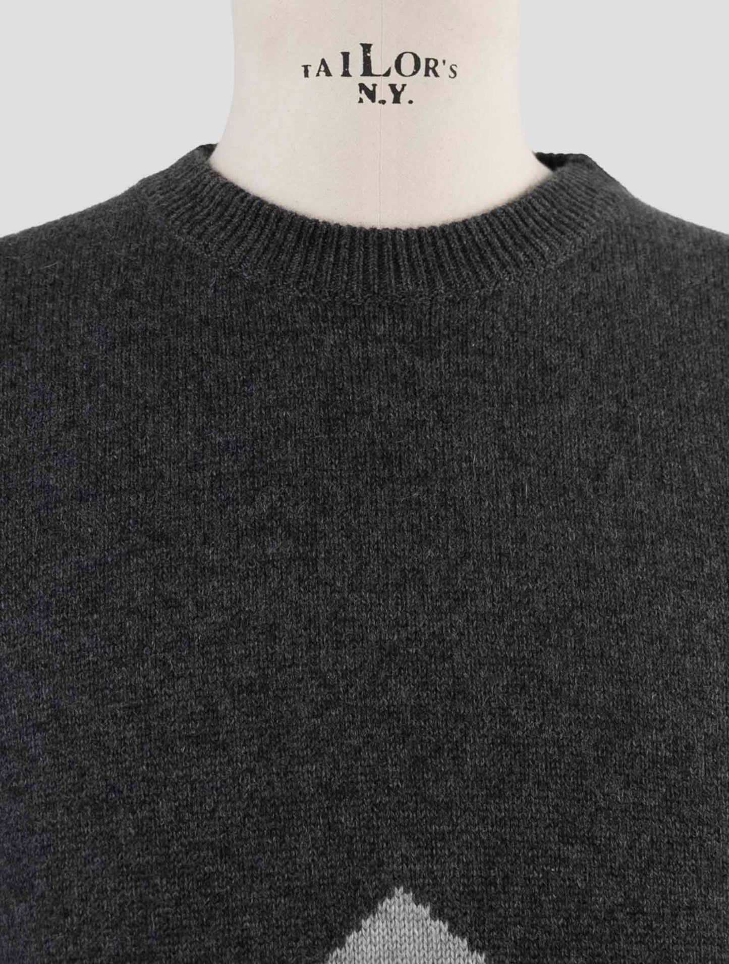 Kiton Dark Gray Red Cashmere Sweater Crewneck