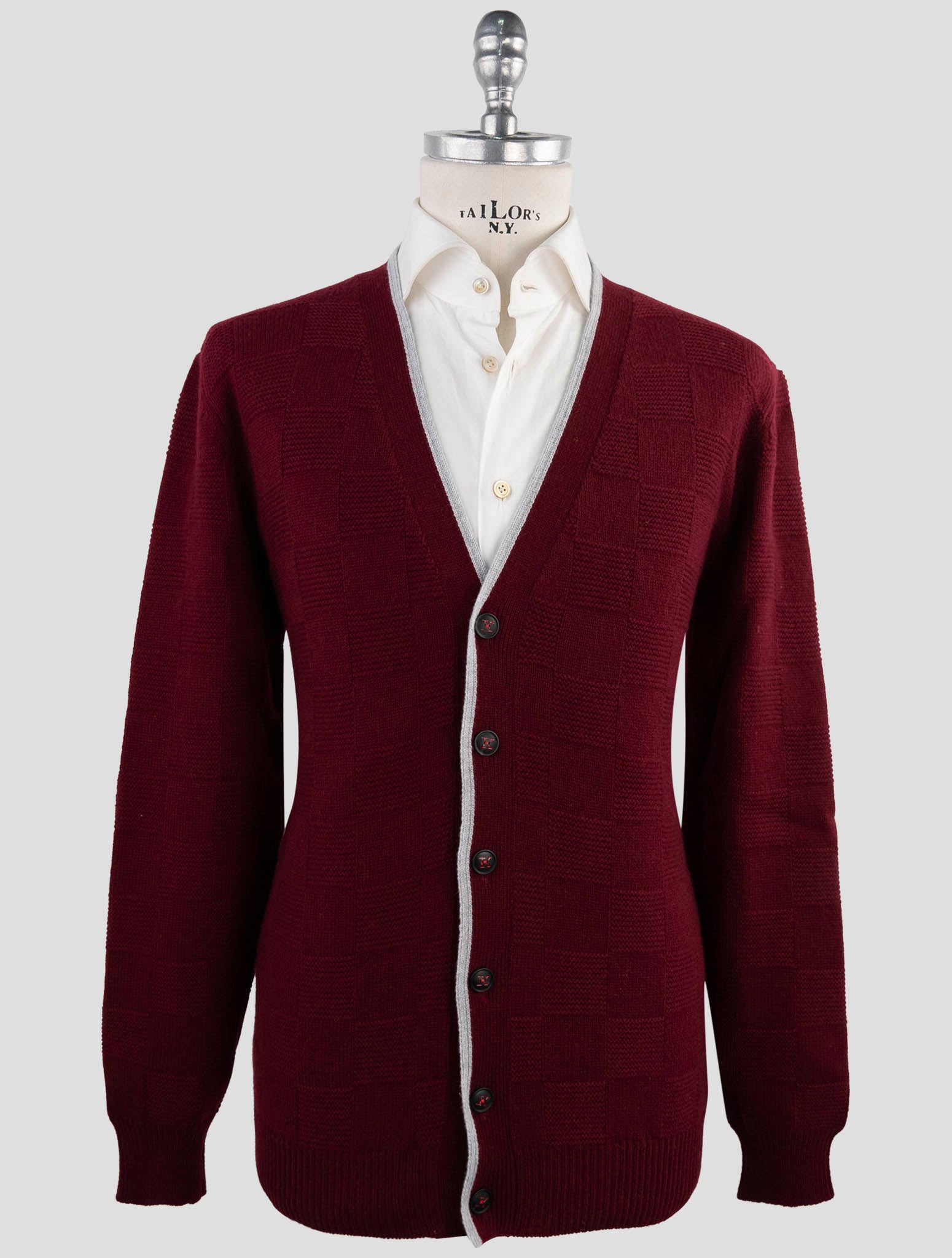 Kiton Burgundy Cashmere Sweater Cardigan