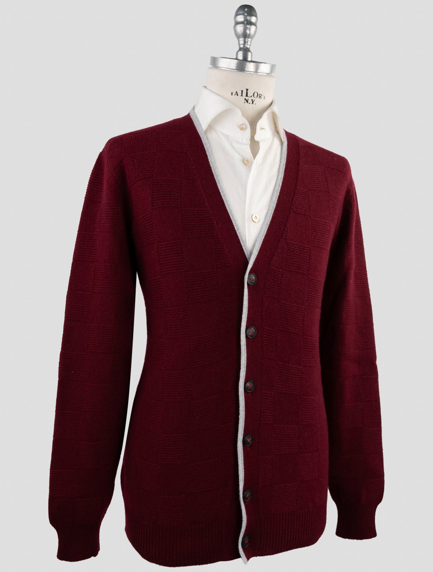 Kiton Burgundy Cashmere Sweater Cardigan