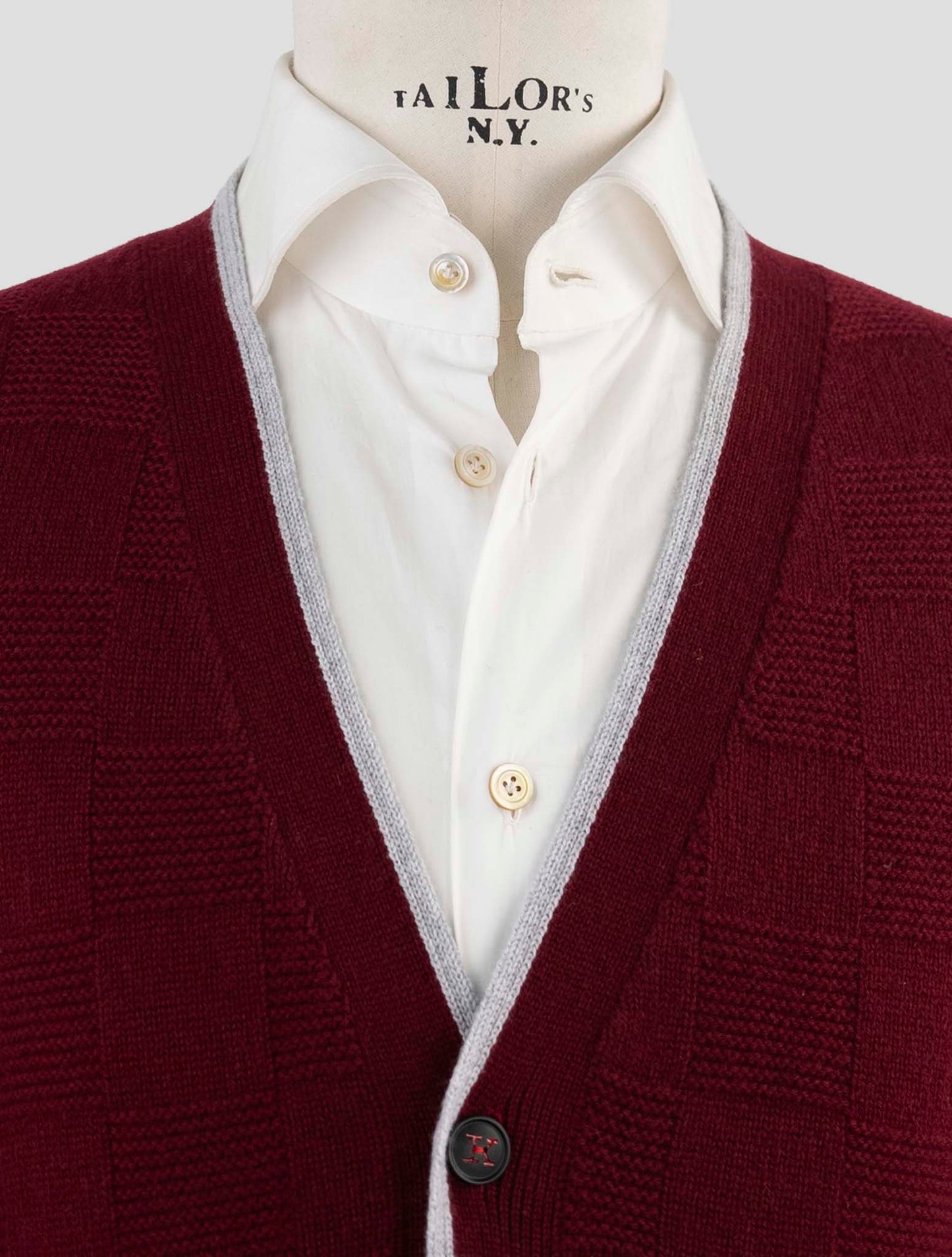 Kiton Burgundy Cashmere Sweater Cardigan