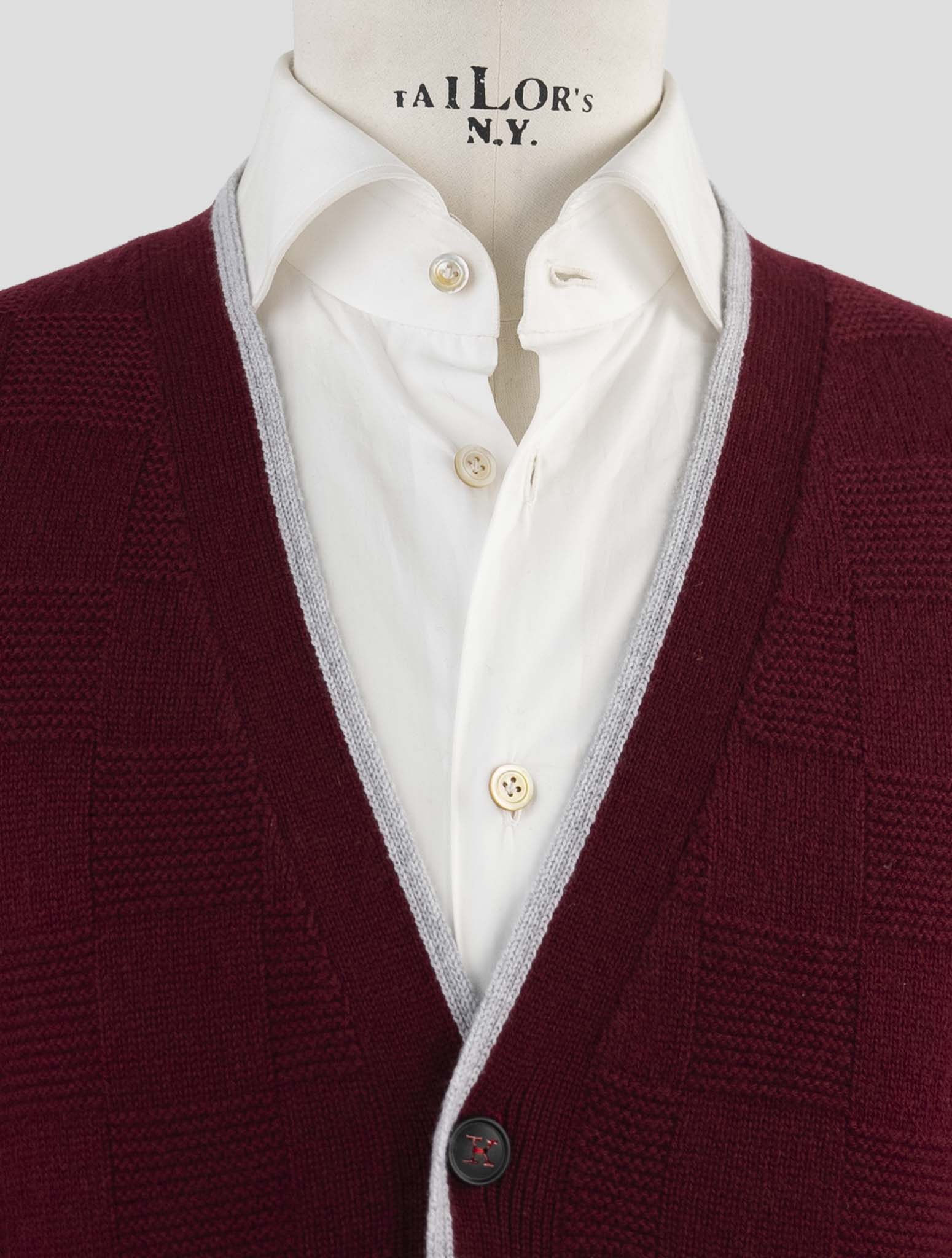 Kiton Burgundy Cashmere Sweater Cardigan