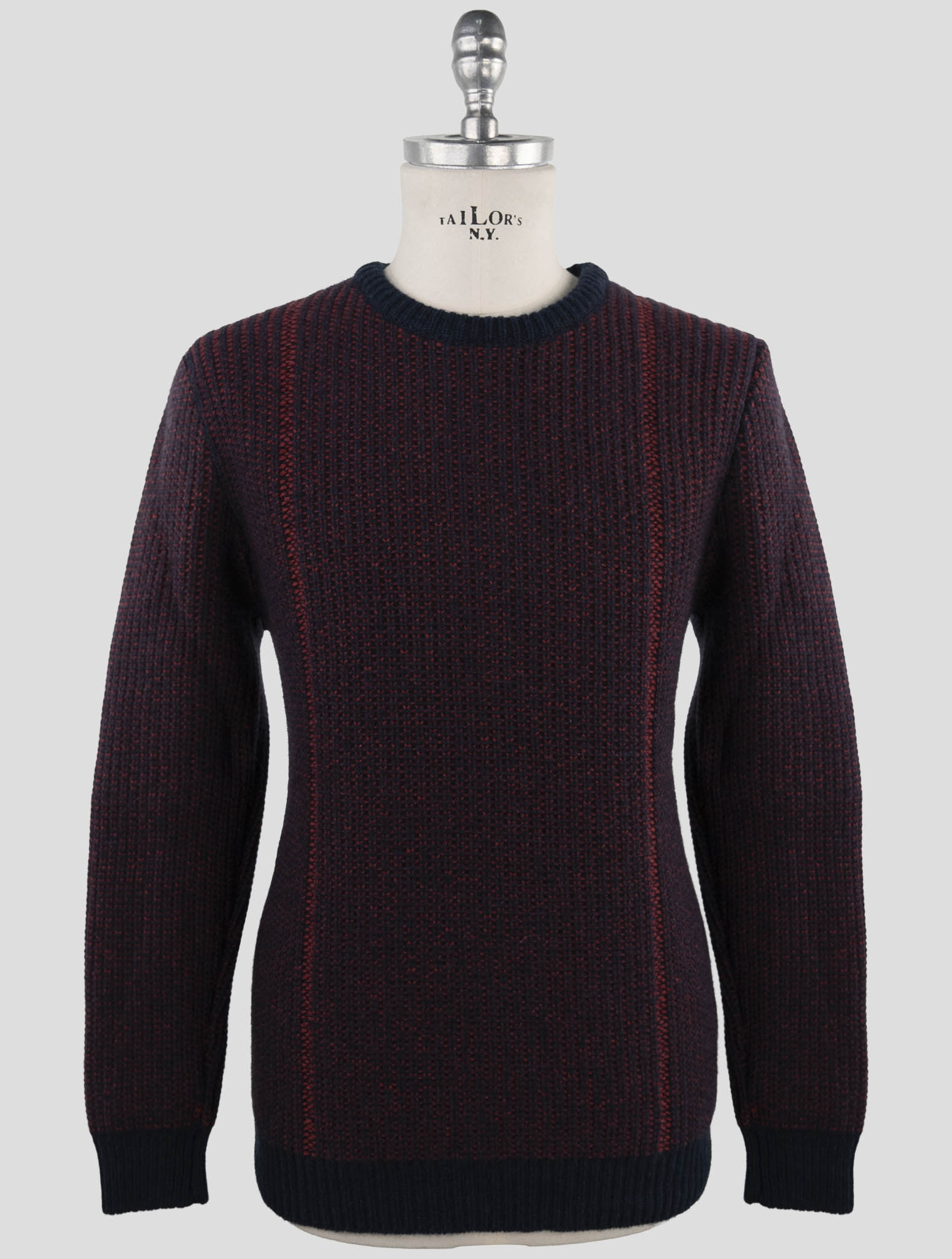 Kiton Red Blue Cashmere Sweater Crewneck
