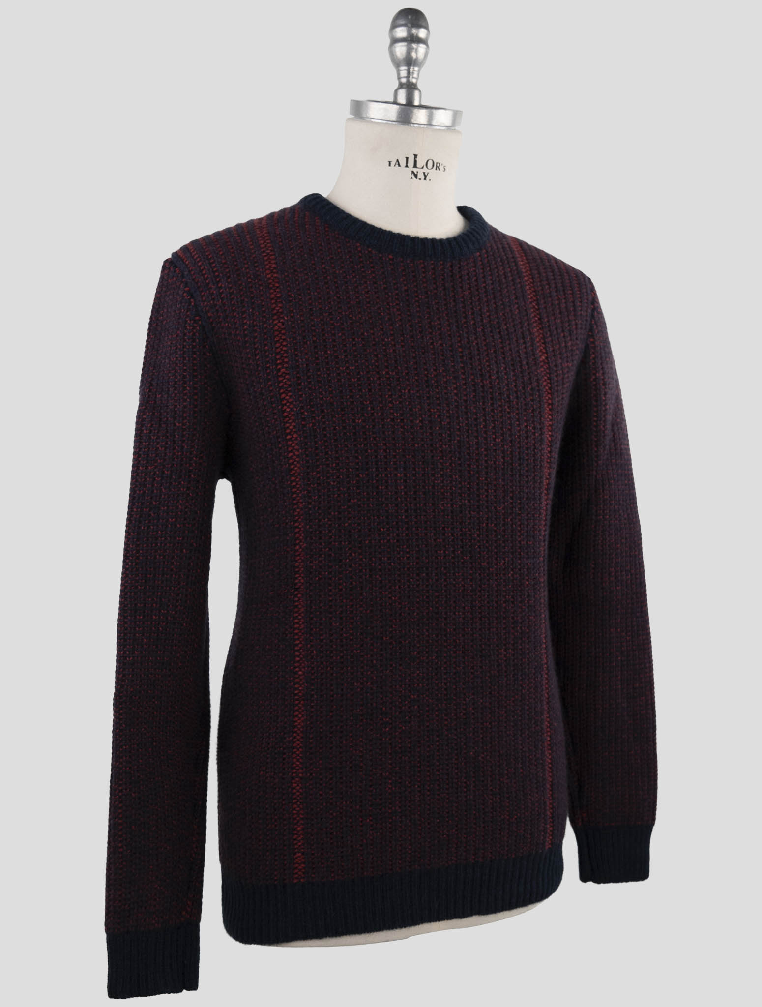 Kiton Red Blue Cashmere Sweater Crewneck
