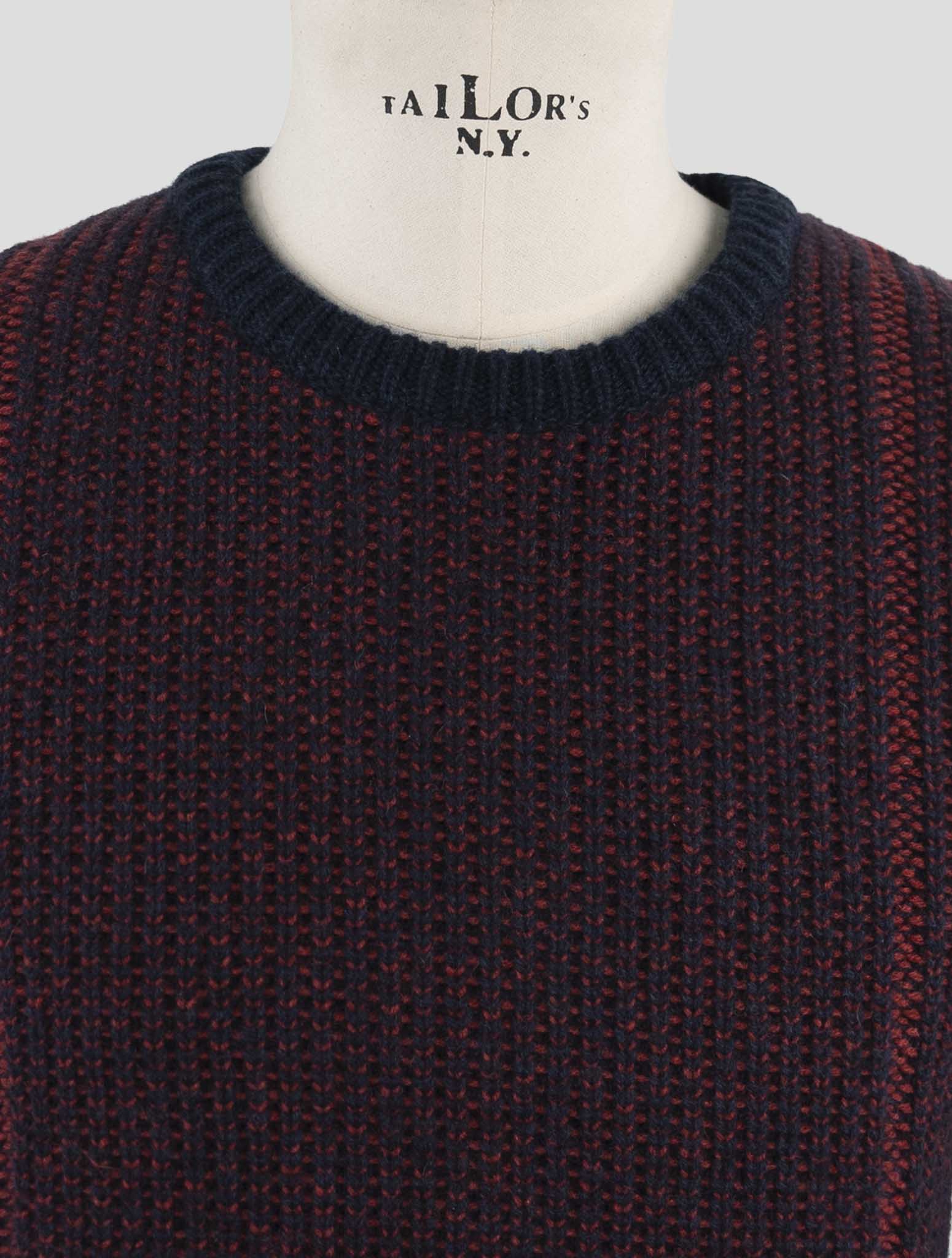 Kiton Red Blue Cashmere Sweater Crewneck