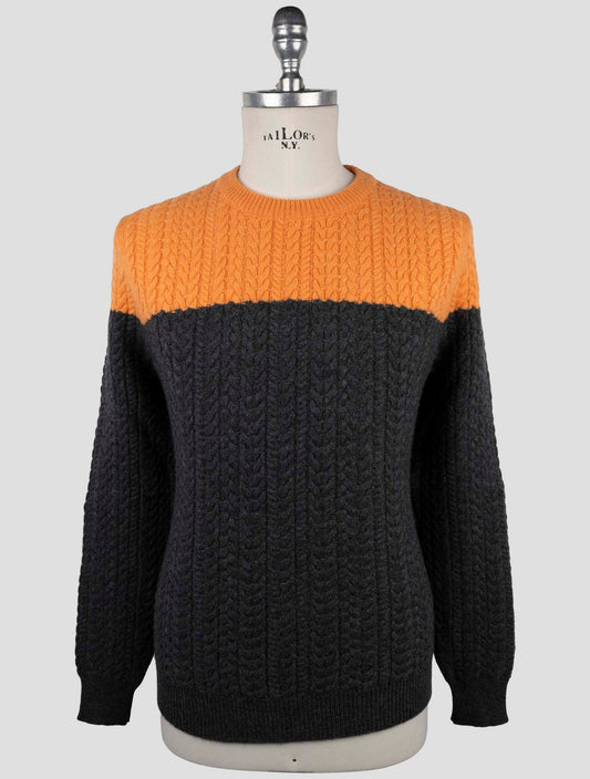 Kiton Orange Gray Cashmere Sweater Crewneck
