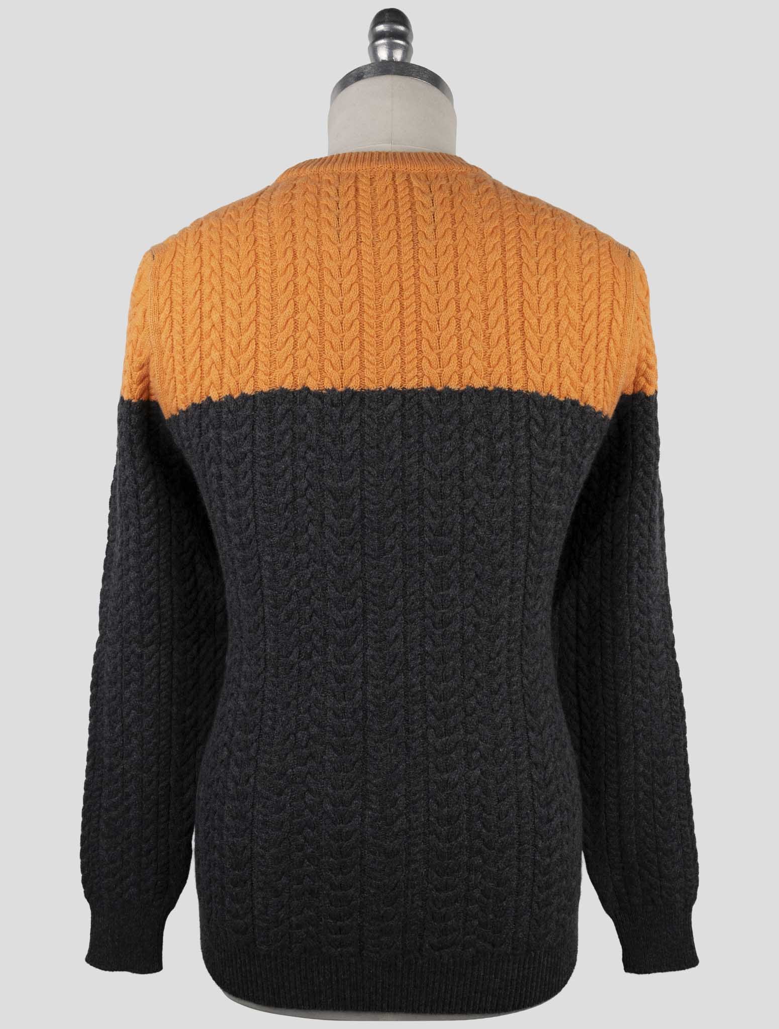 Kiton Orange Gray Cashmere Sweater Crewneck
