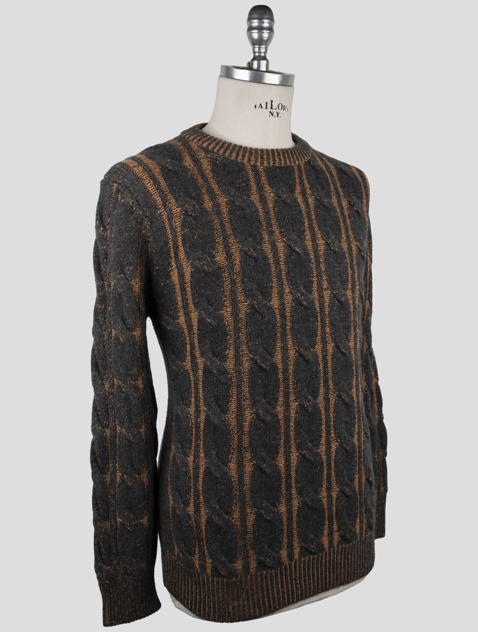Kiton Orange Gray Cashmere Sweater Crewneck
