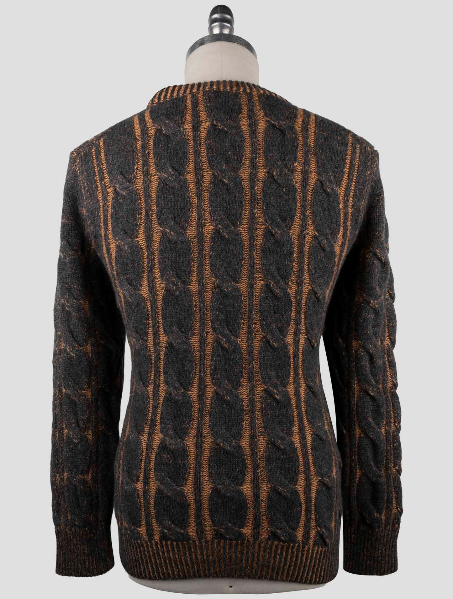 Kiton Orange Gray Cashmere Sweater Crewneck