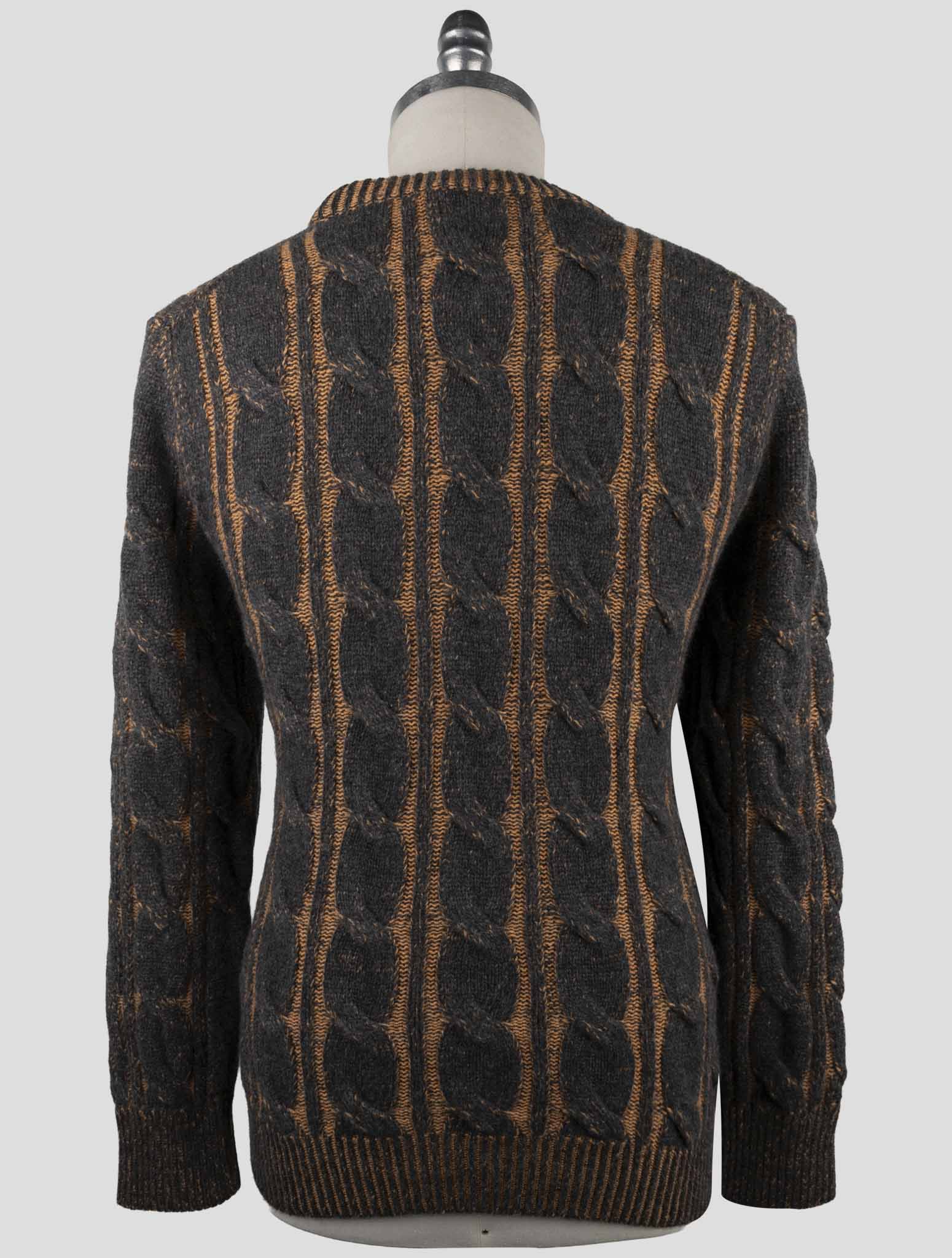 Kiton Orange Gray Cashmere Sweater Crewneck