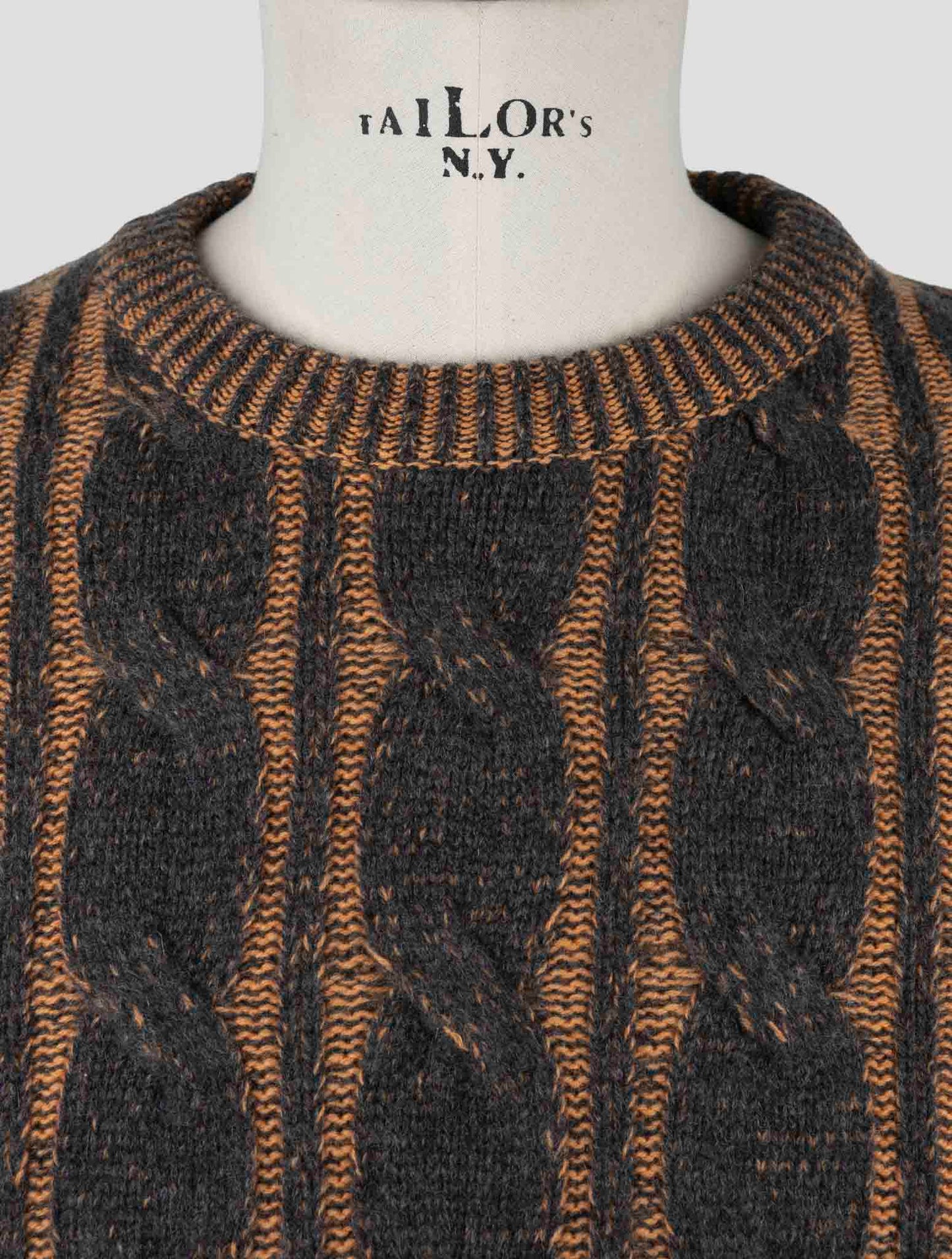Kiton Orange Gray Cashmere Sweater Crewneck