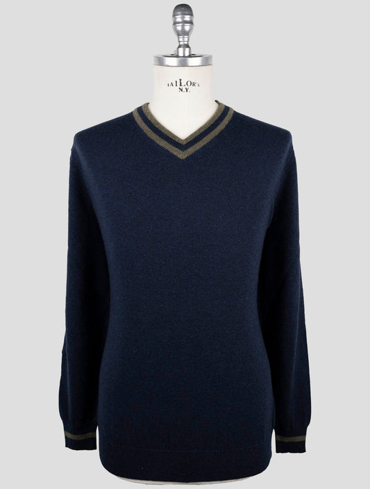 Kiton Blue Cashmere Sweater V-Neck