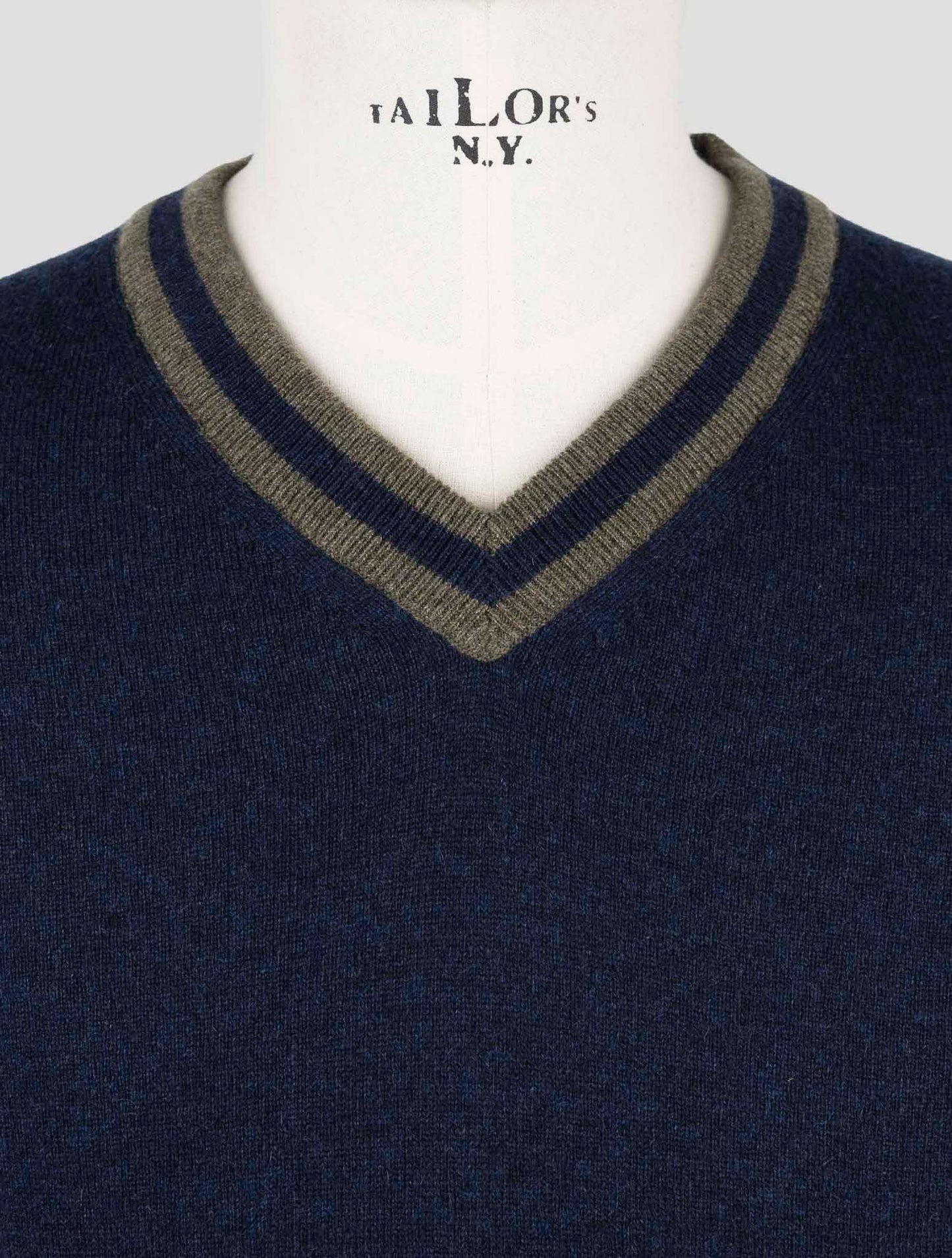 Kiton Blue Cashmere Sweater V-Neck