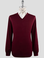 Kiton Burgundy Cashmere Silk Sweater V-Neck