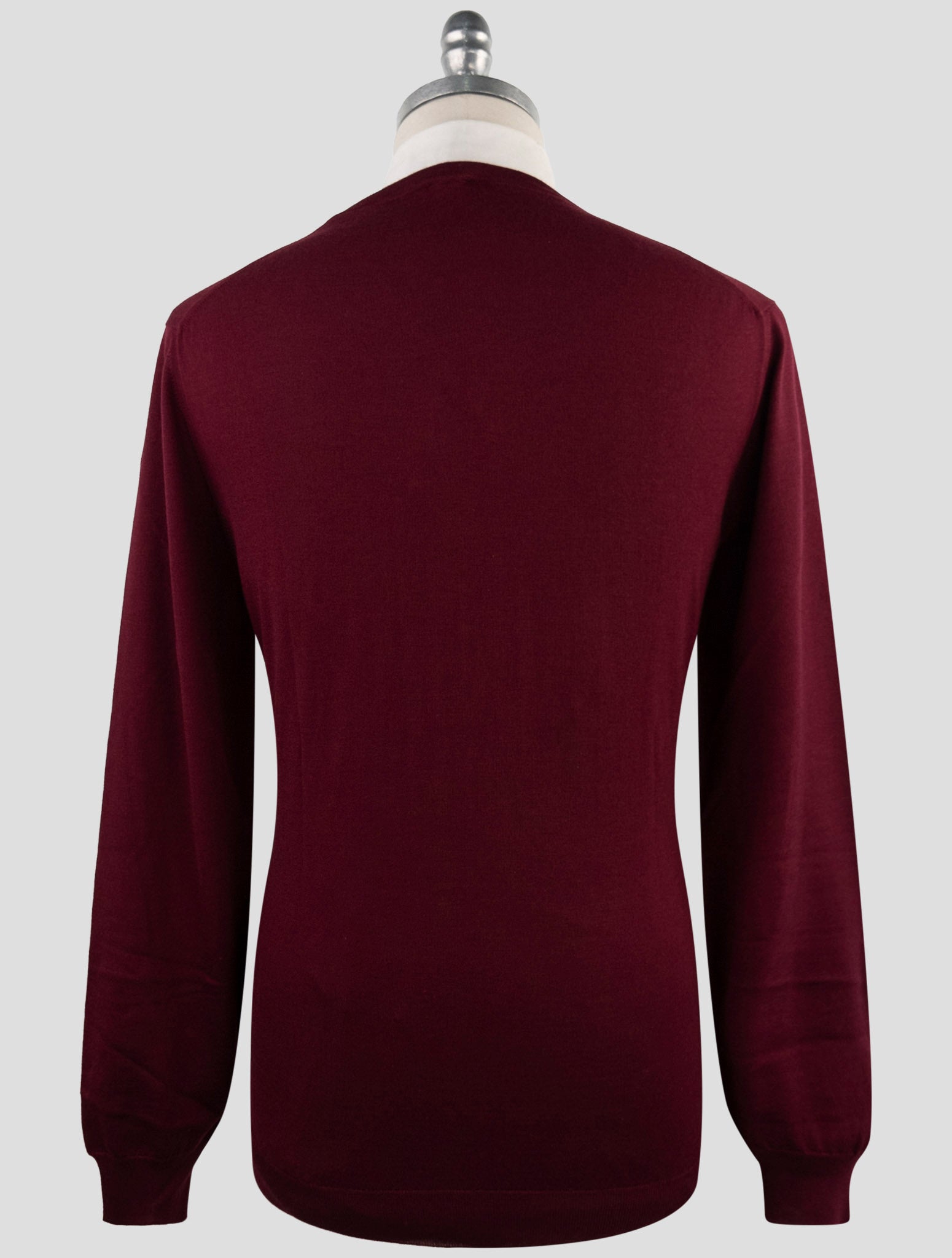 Kiton Burgundy Cashmere Silk Sweater V-Neck