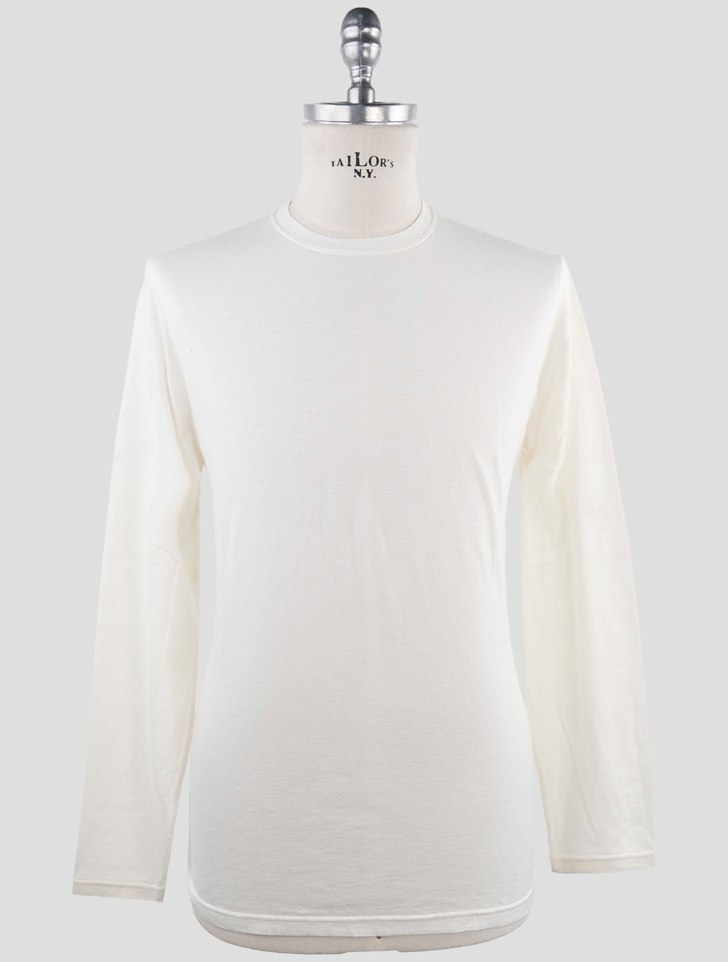Kiton White Cotton Cashmere Sweater Crewneck