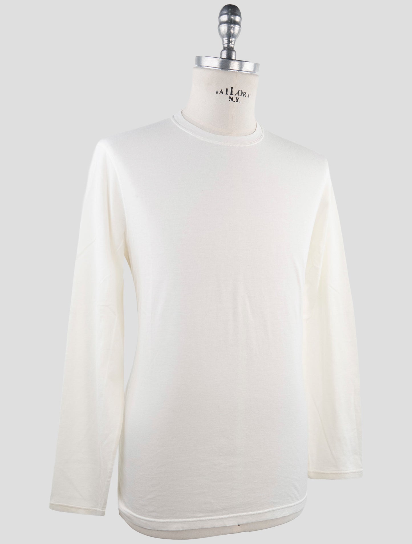 Kiton White Cotton Cashmere Sweater Crewneck