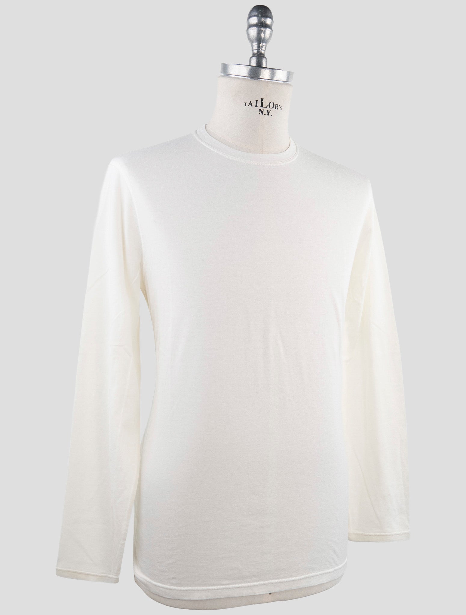 Kiton White Cotton Cashmere Sweater Crewneck
