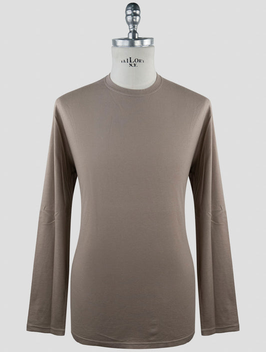 Kiton Taupe Cotton Cashmere Sweater Crewneck