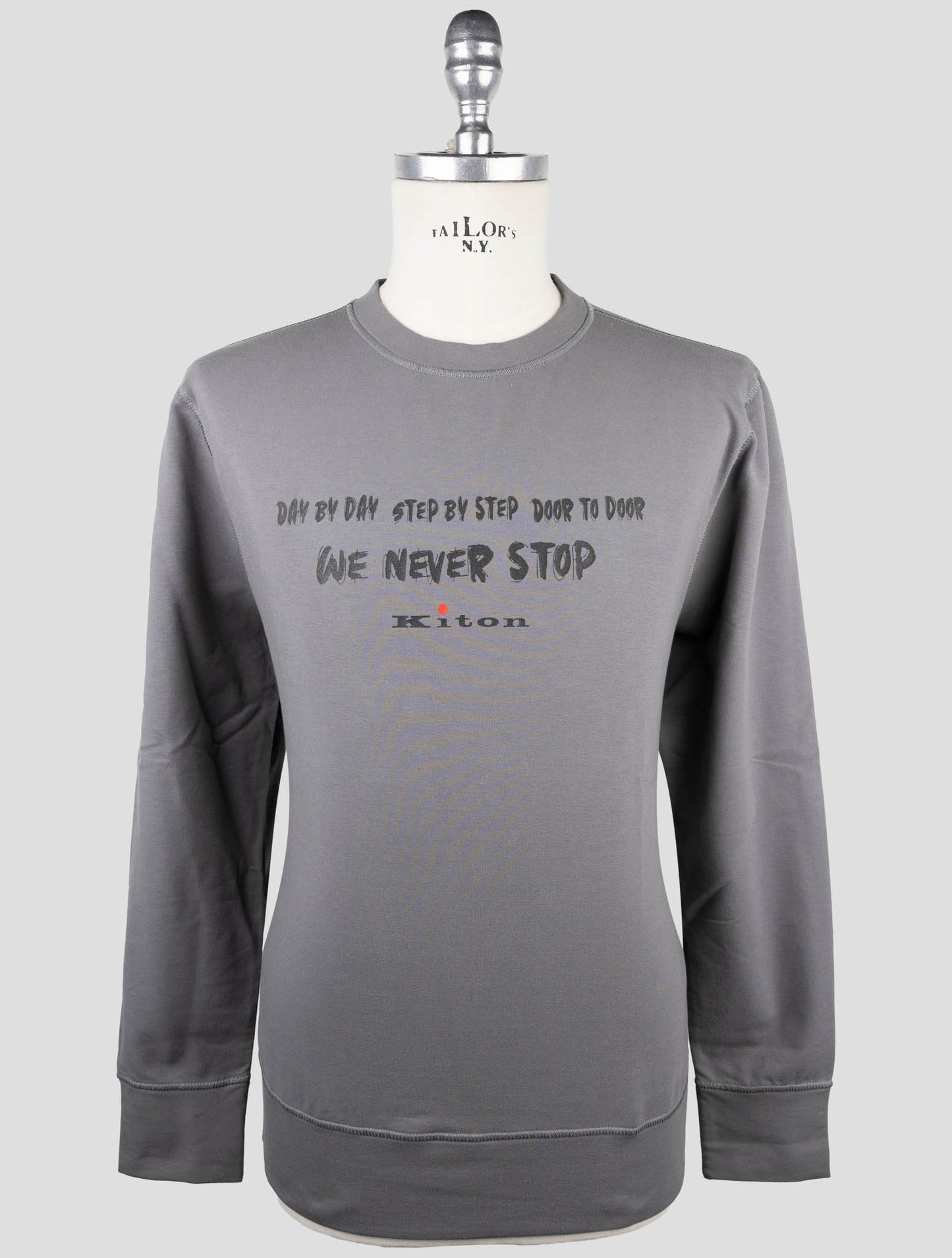 Kiton Gray Cotton Ea Sweater Crewneck