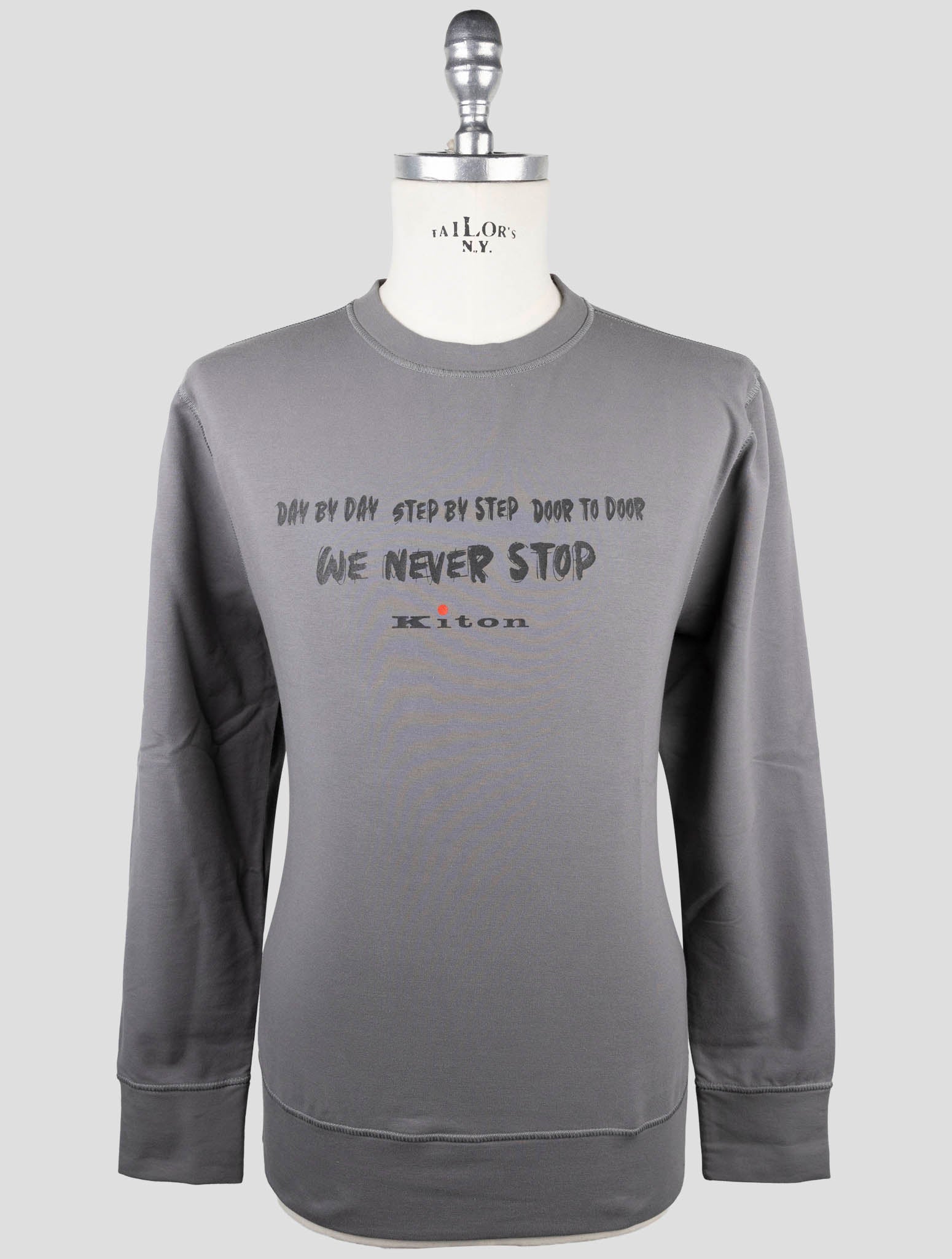 Kiton Gray Cotton Ea Sweater Crewneck