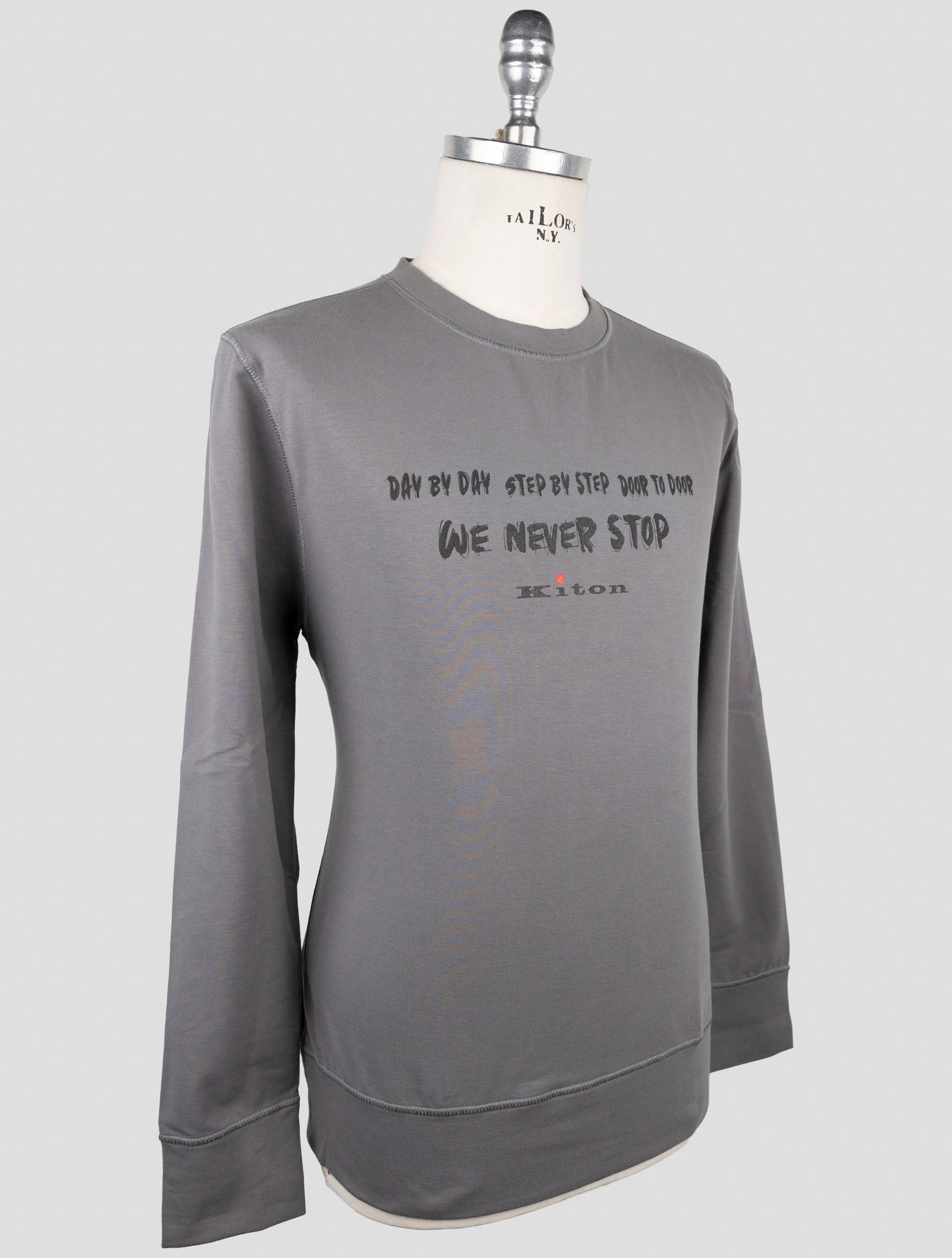 Kiton Gray Cotton Ea Sweater Crewneck